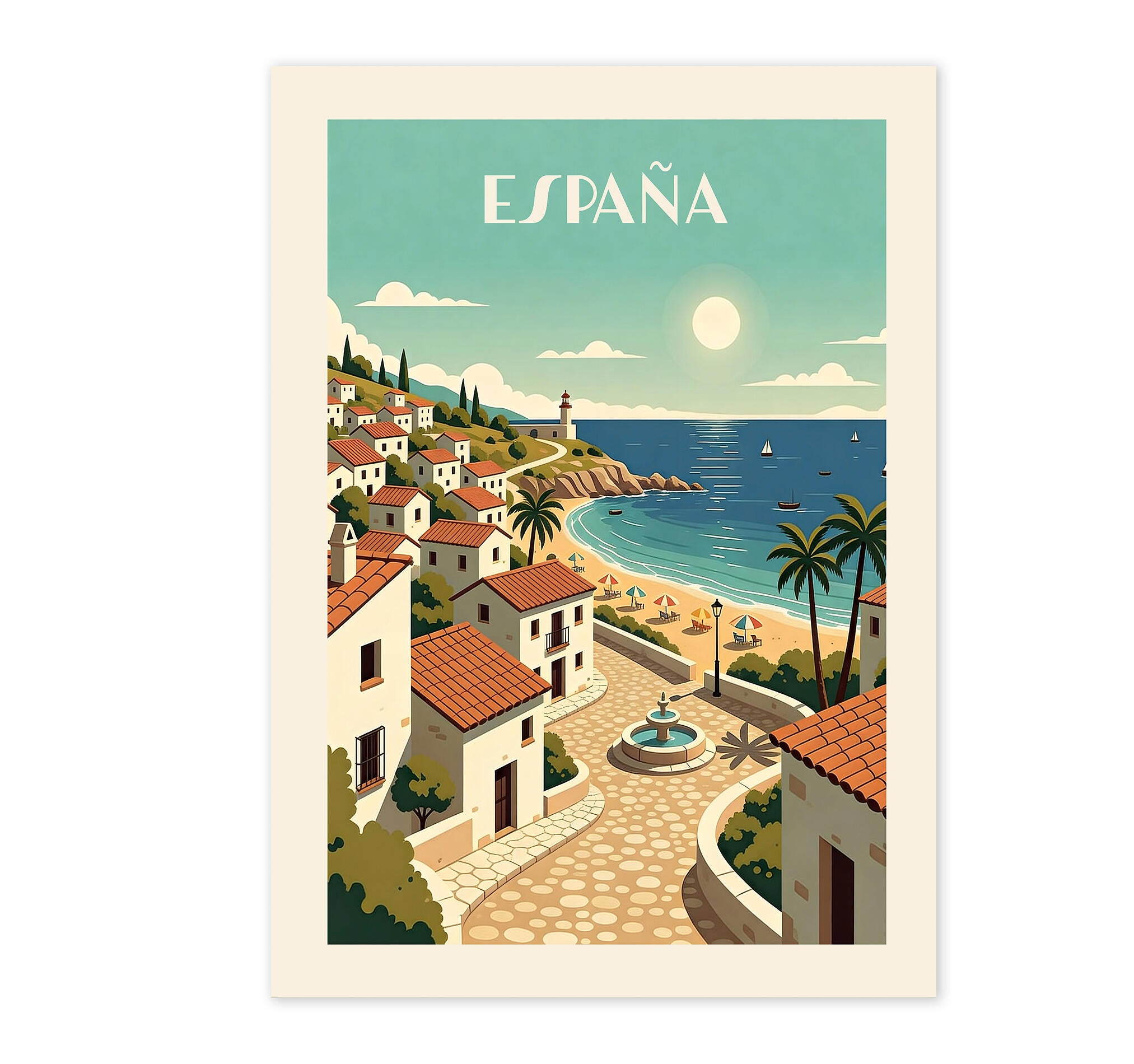 Pintura impresa sin marco Urban city de 50 x 70 cm. MDF Ciudad retro España costa playa - 2