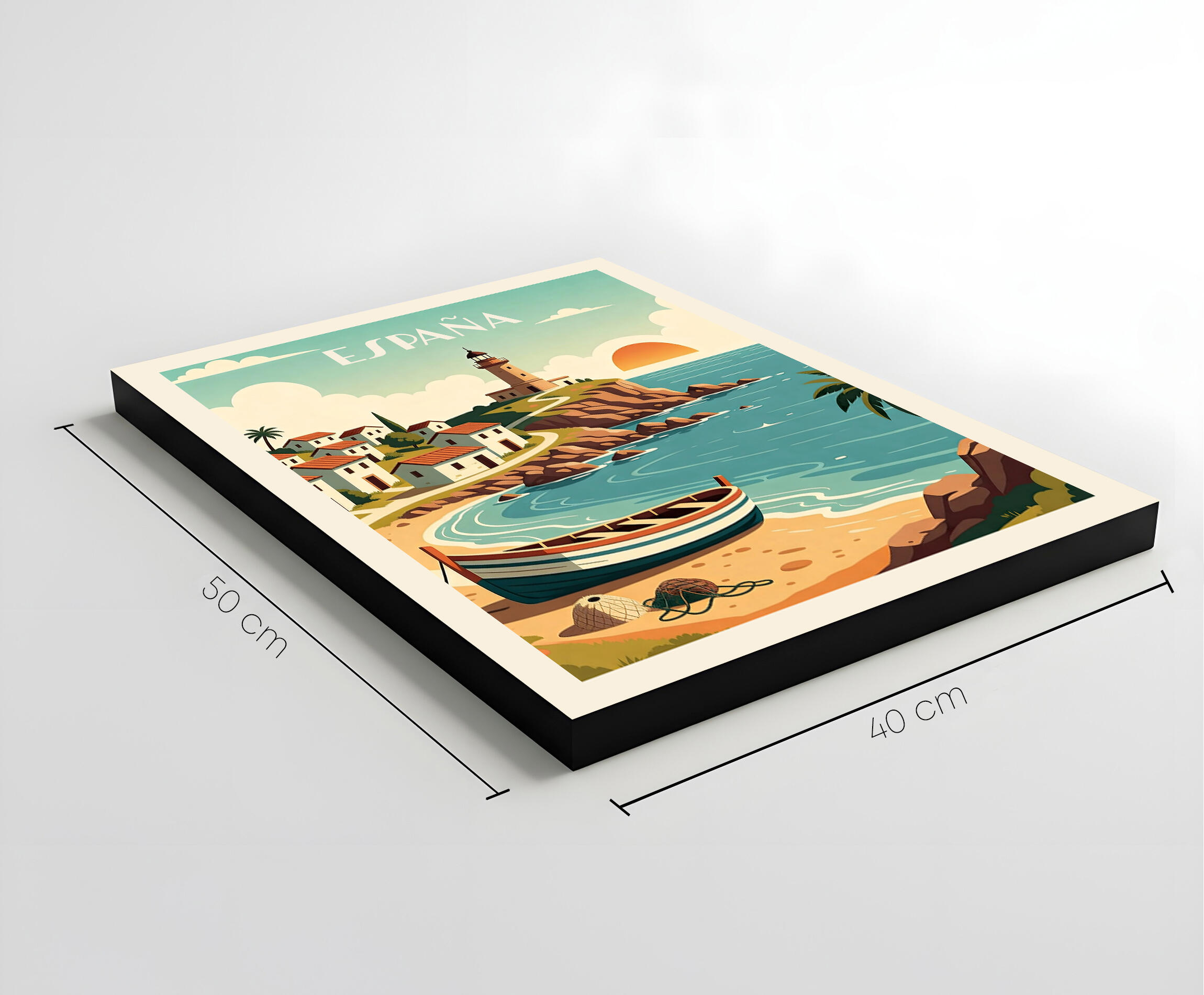 Pintura impresa sin marco Ciudad retro España costa playa 50 x 40 cm - 5