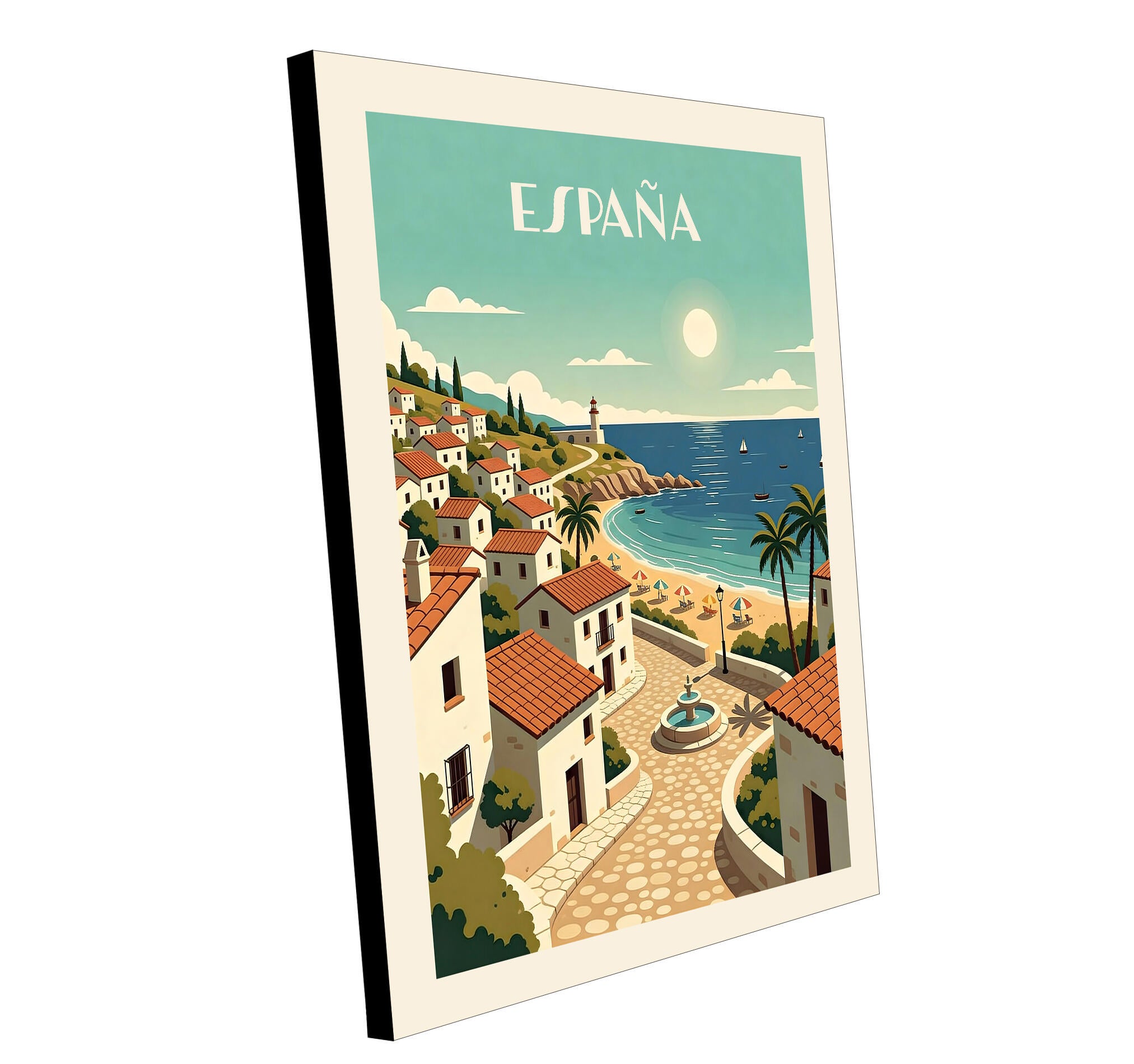 Pintura impresa sin marco Urban city de 50 x 70 cm. MDF Ciudad retro España costa playa - 4