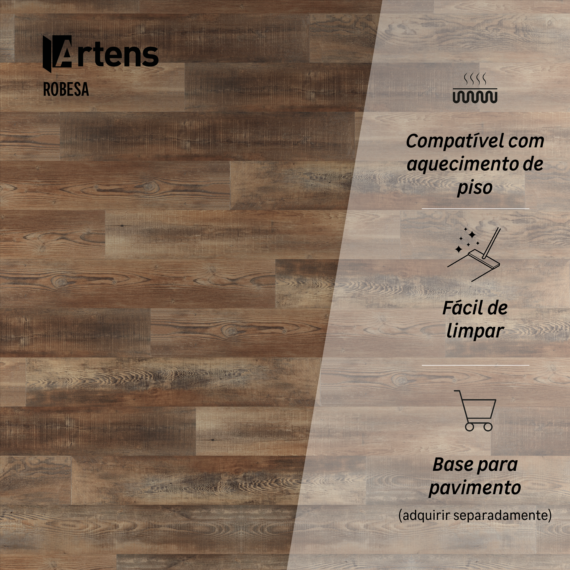 Pavimento vinílico PVC fita autoaderente Robesa forte Artens 2 mm NAT350 - 5