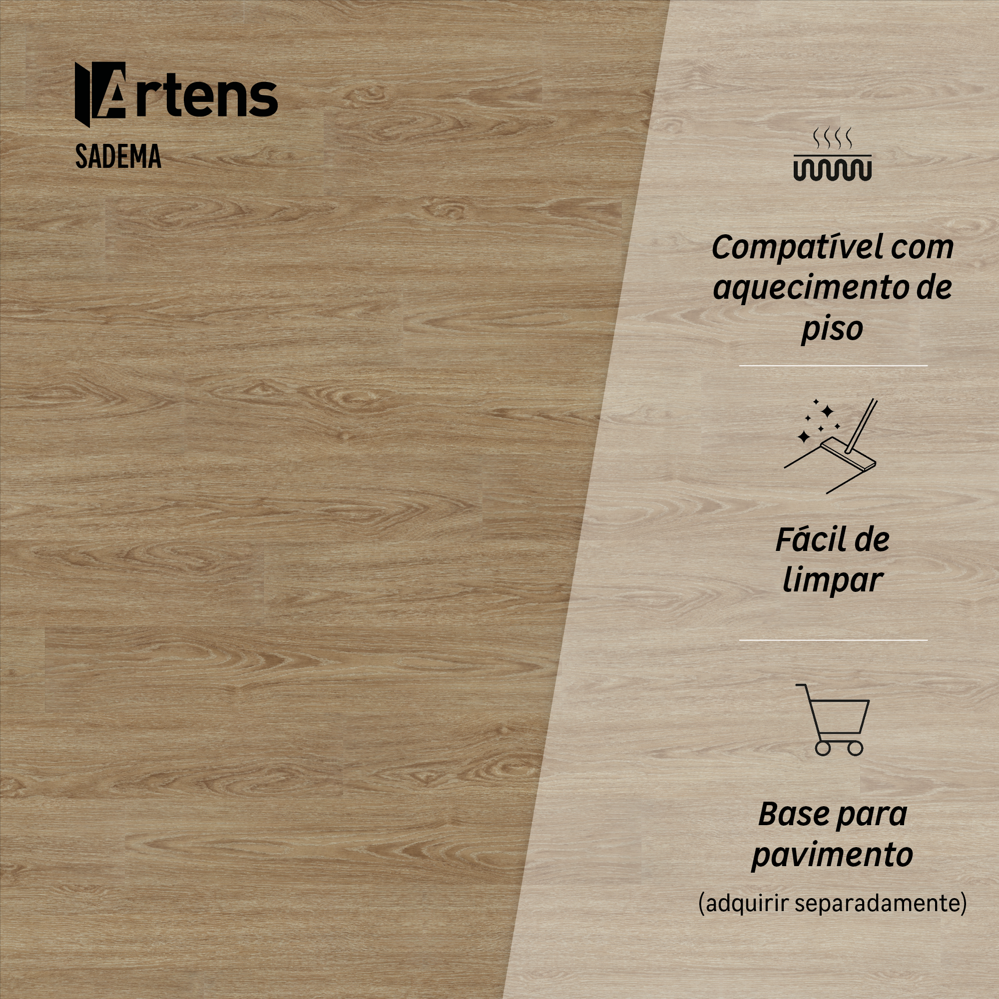 Pavimento vinílico PVC fita autoaderente Sadema medio Artens 2 mm NAT365 - 6