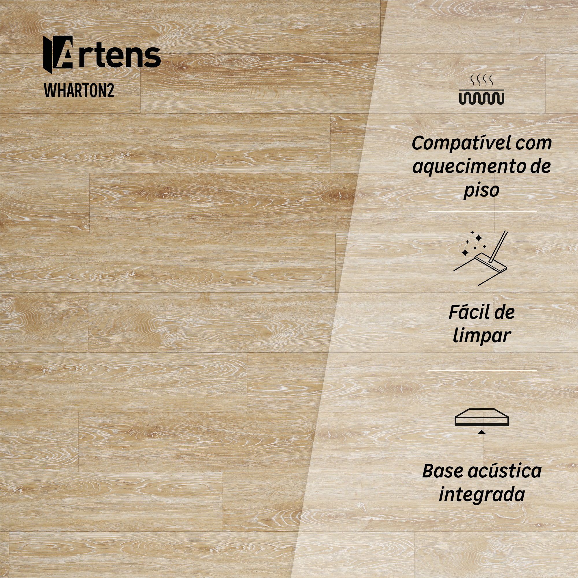 Pavimento vinílico SPC click flutuante Wharton intenso extremo Artens 5,5 mm com base NAT340 - 5