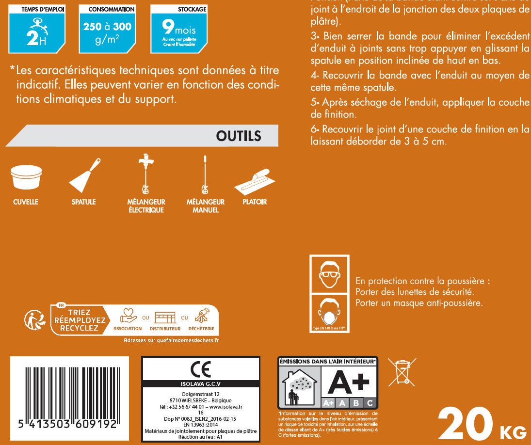 Enduit pour joints isopr 2h 20kg - 2