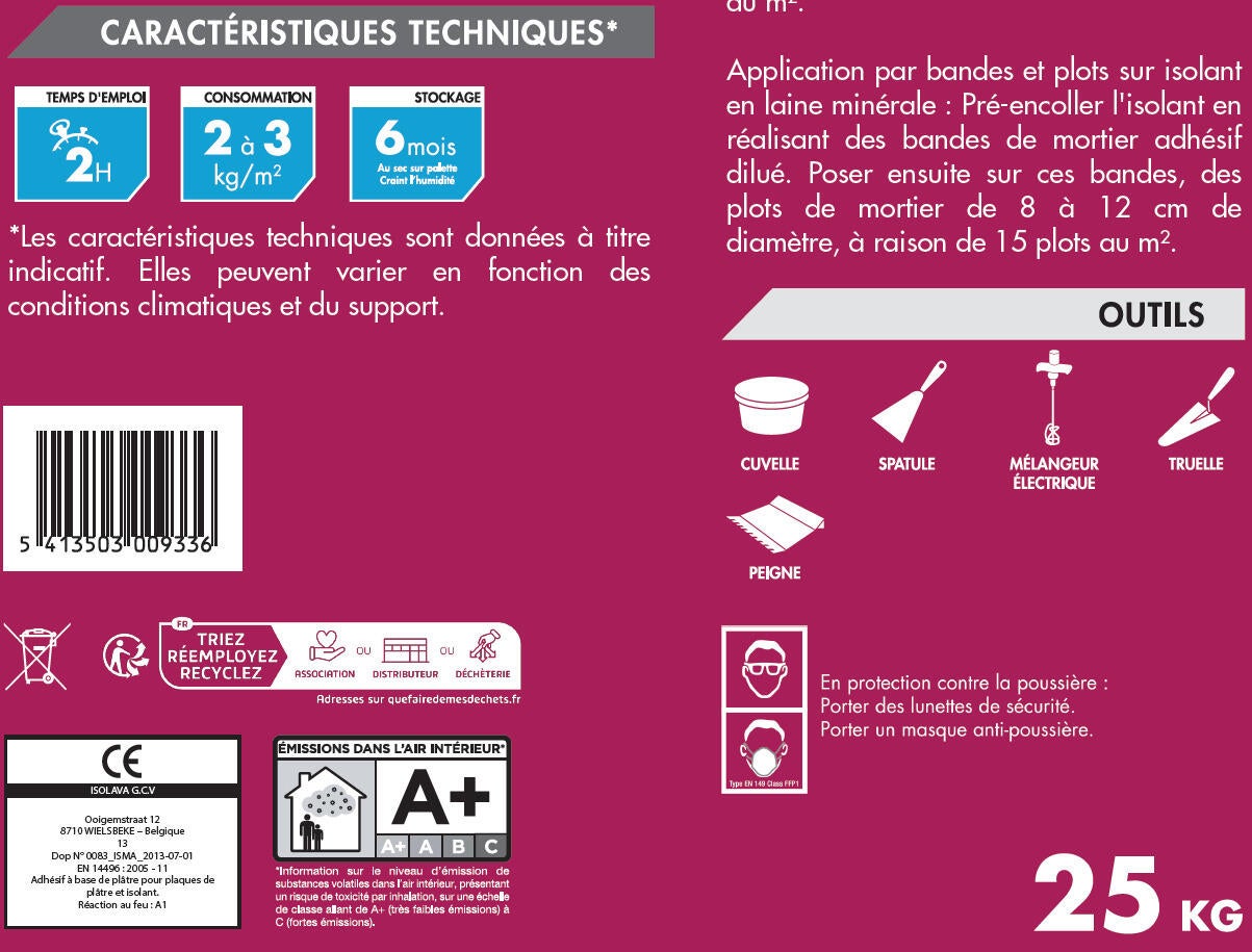 Enduit joint séchage normal 25 kg - ISOLAVA - 3