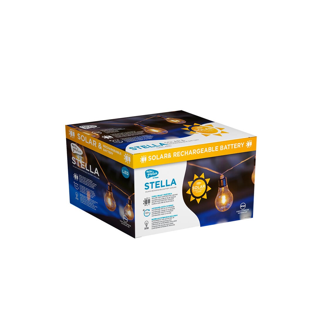 Grinalda solar 10 luzes 35 lúmens 2700 K IP44 exterior incolor Newgarden - 8