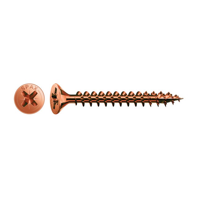 Vite SPAX testa svasata PZ2 in acciaio bronzato Ø4XL50 mm, 40 pezzi