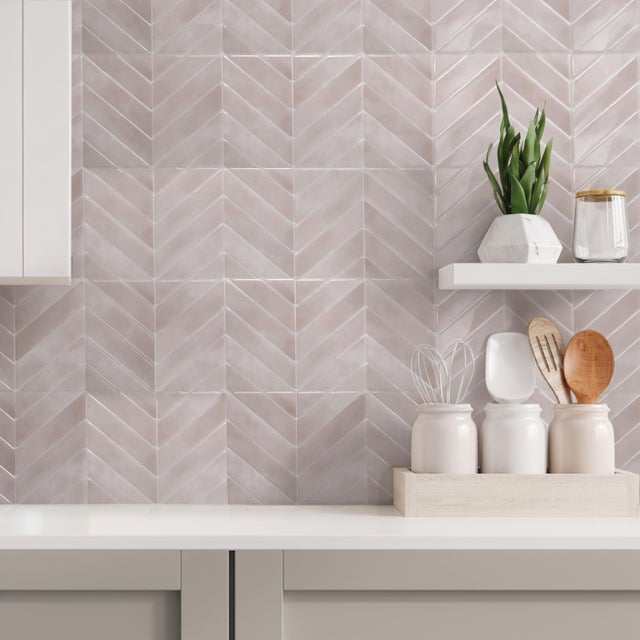 Lot de 4 adhésifs décoratifs SMART TILES,  chevron viby beige, 29,5 X 24,8 cm
