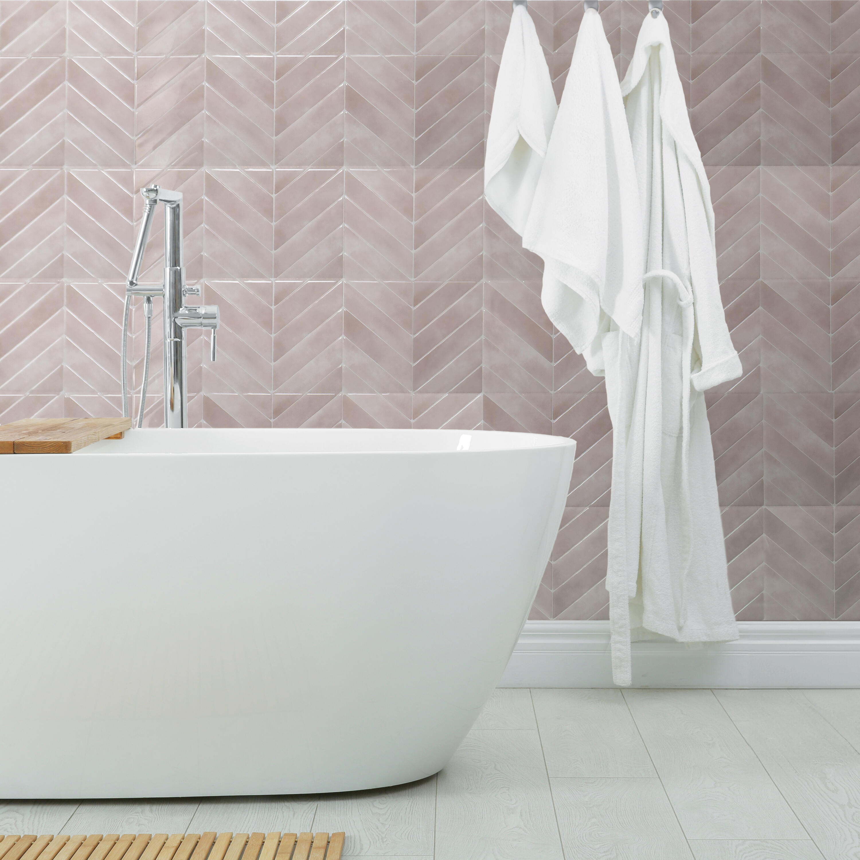 Lot de 4 adhésifs décoratifs SMART TILES,  chevron viby beige, 29,5 X 24,8 cm - 3