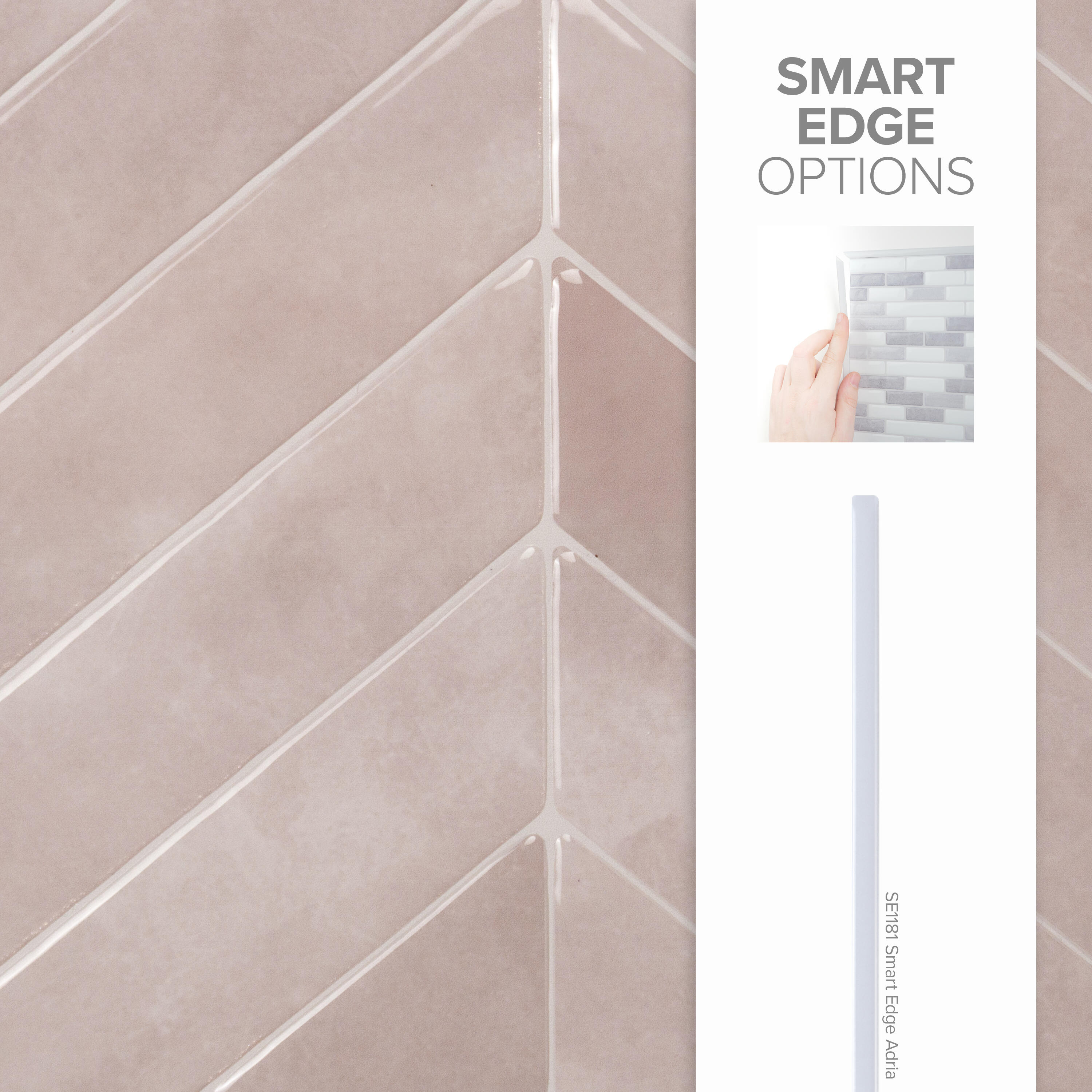 Lot de 4 adhésifs décoratifs SMART TILES,  chevron viby beige, 29,5 X 24,8 cm - 8