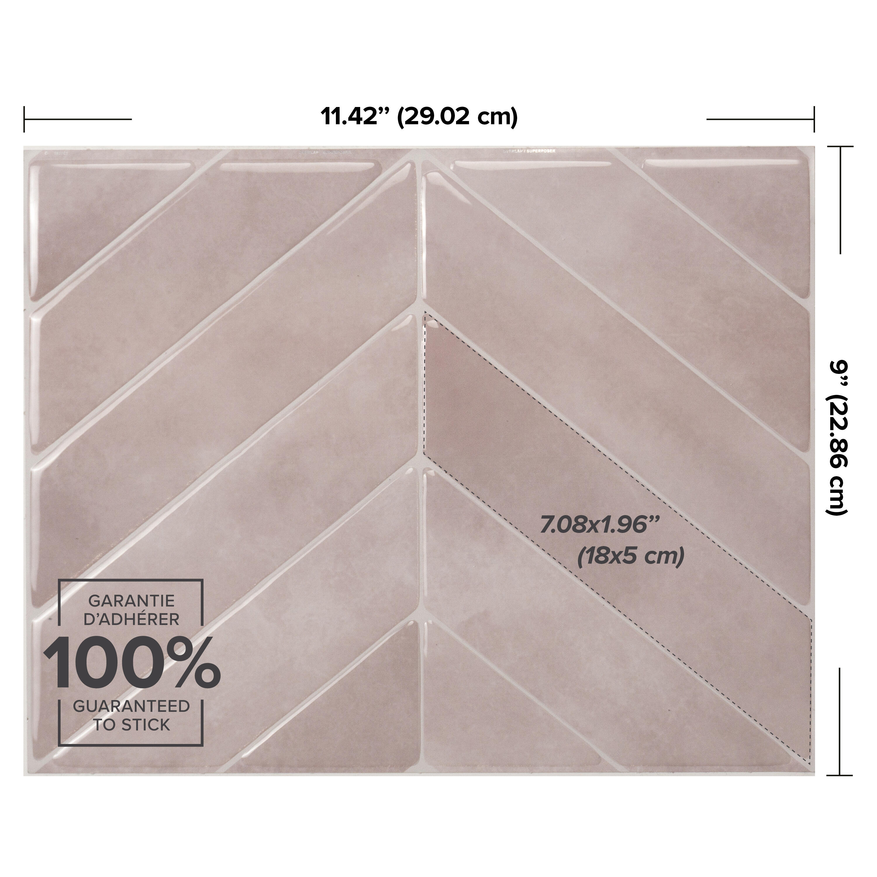 Lot de 4 adhésifs décoratifs SMART TILES,  chevron viby beige, 29,5 X 24,8 cm - 4