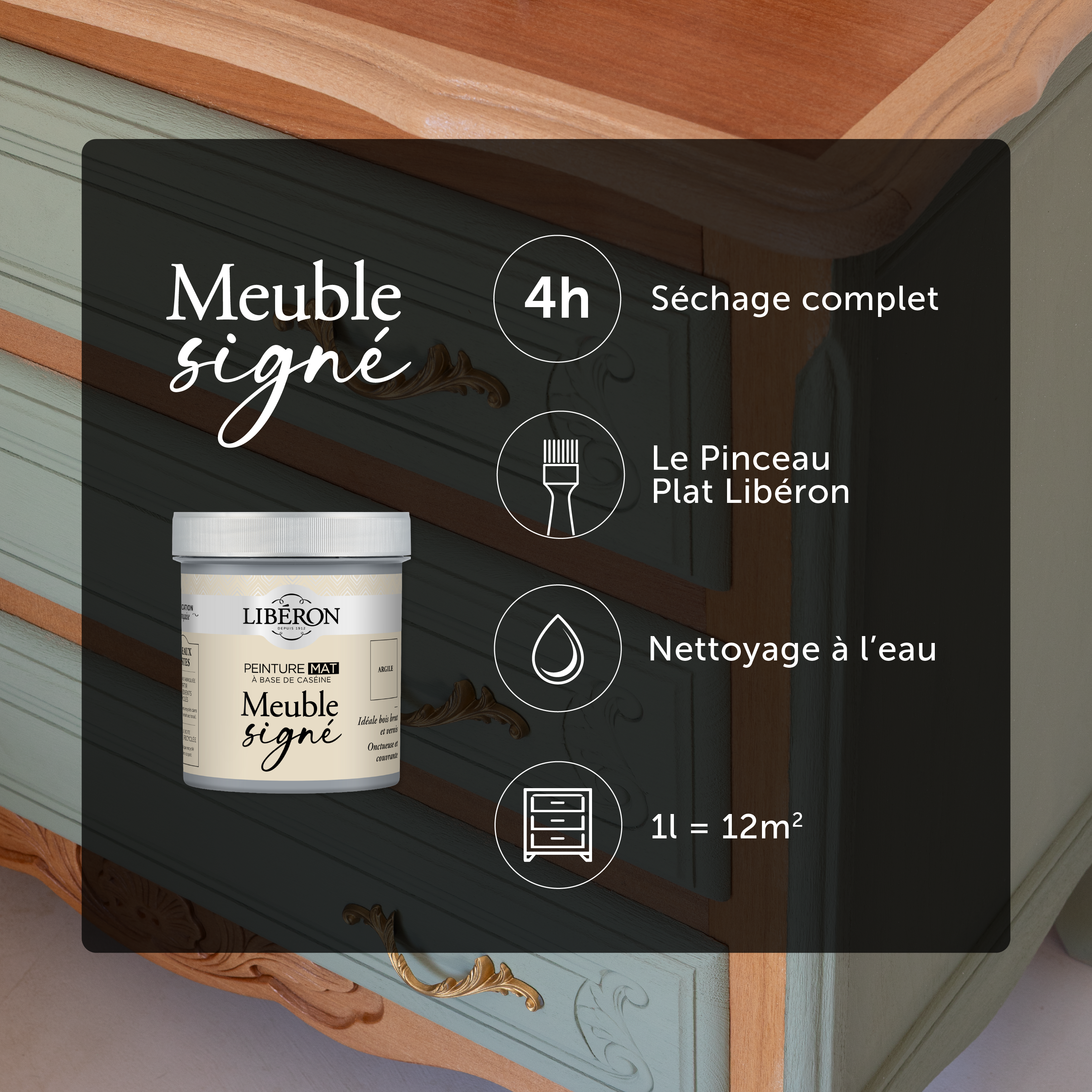 Peinture pour meuble Et objet caséine, meuble signé LIBÉRON champignon mat 0.5L - 8