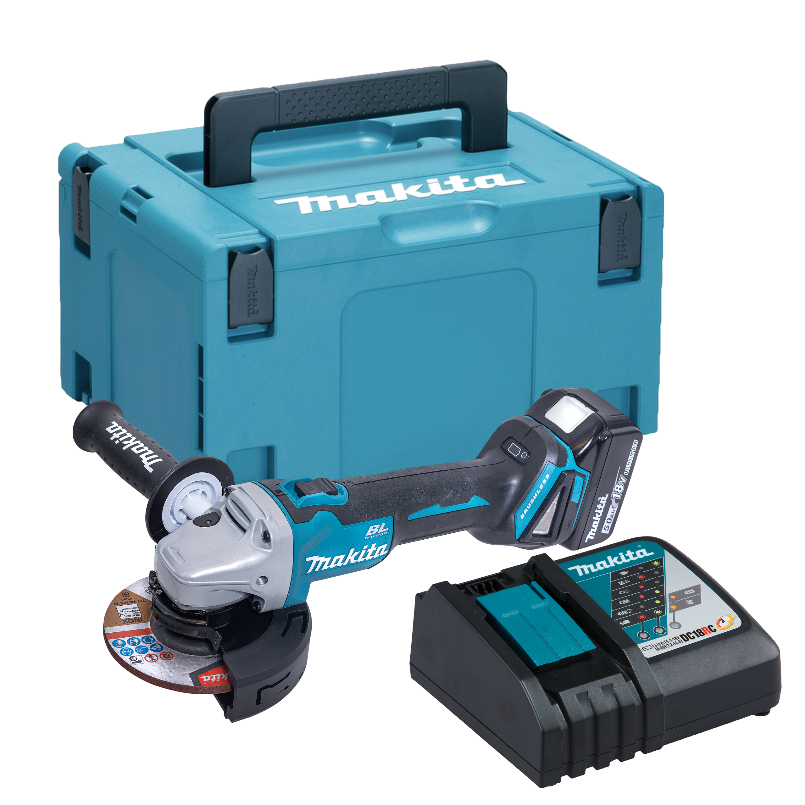 Bezprzewodowa szlifierka kątowa DGA504RT1J 125 mm / 18 V Makita