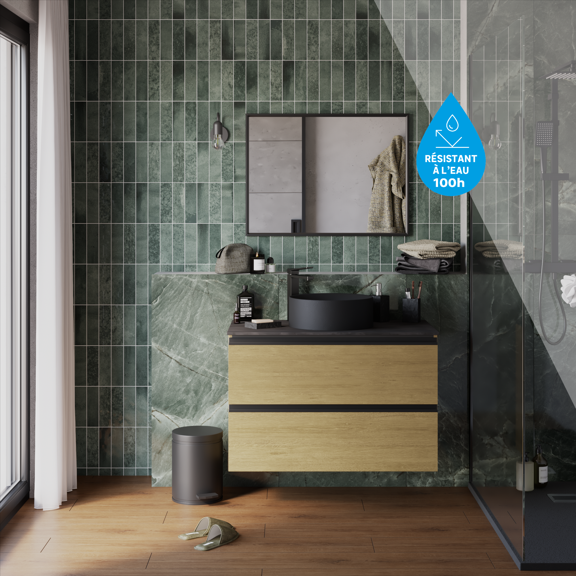 Sol stratifié intenso Aqua100 ARTENS brown, Ep.7 mm, résistant à l'eau 100H - 3