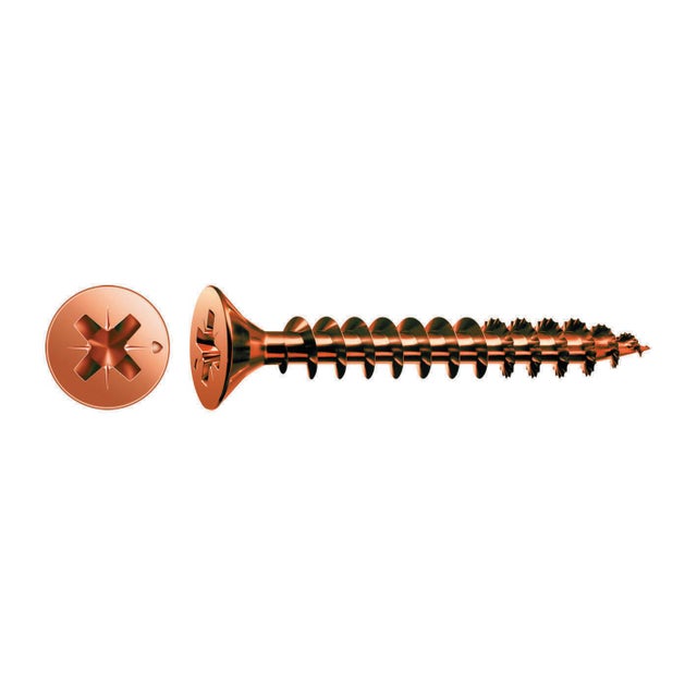 Vite SPAX testa svasata PZ2 in acciaio bronzato Ø3.5XL30 mm, 75 pezzi