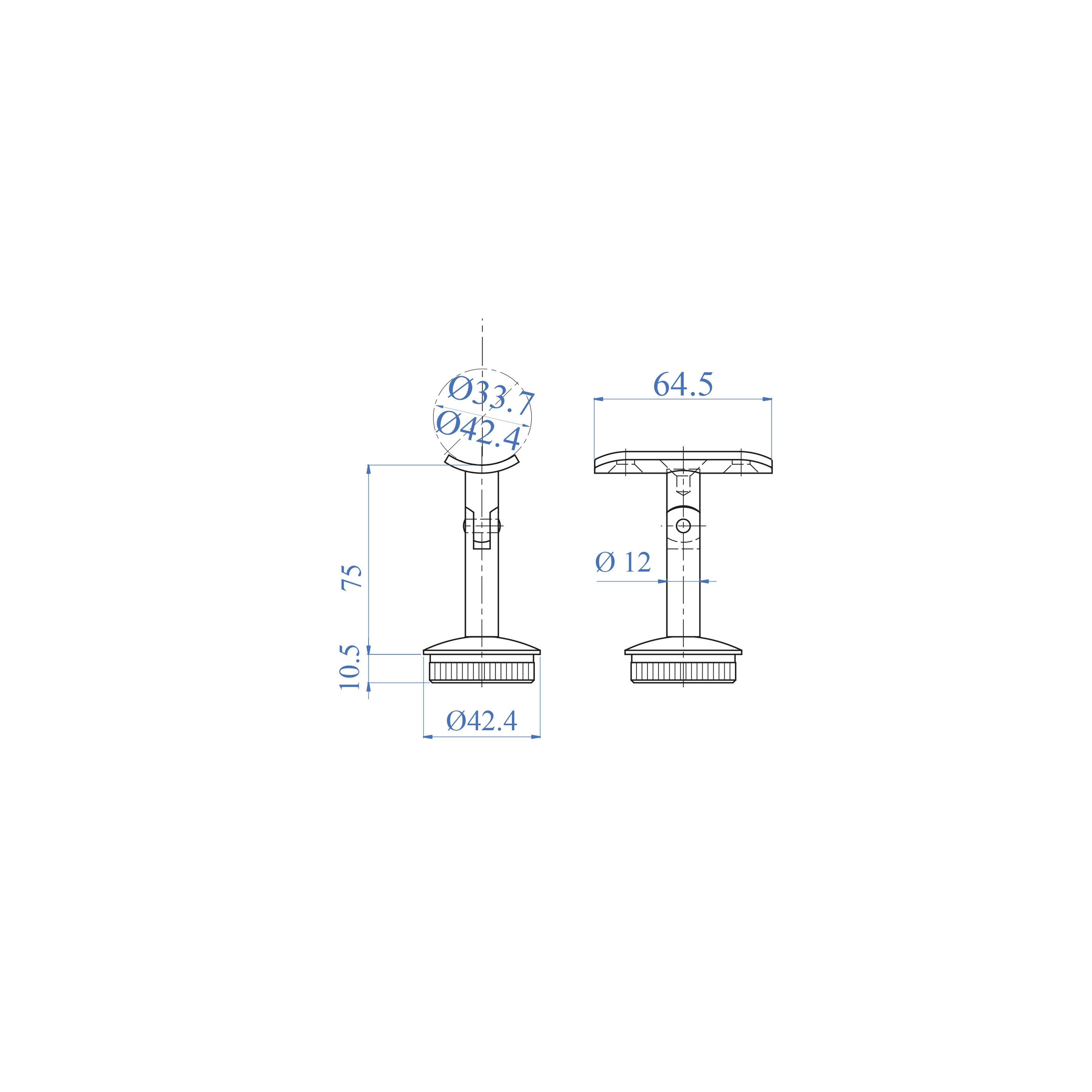 SUJECCION REGULABLE PASAMANOS A POSTE AISI316 SATINADO - 3