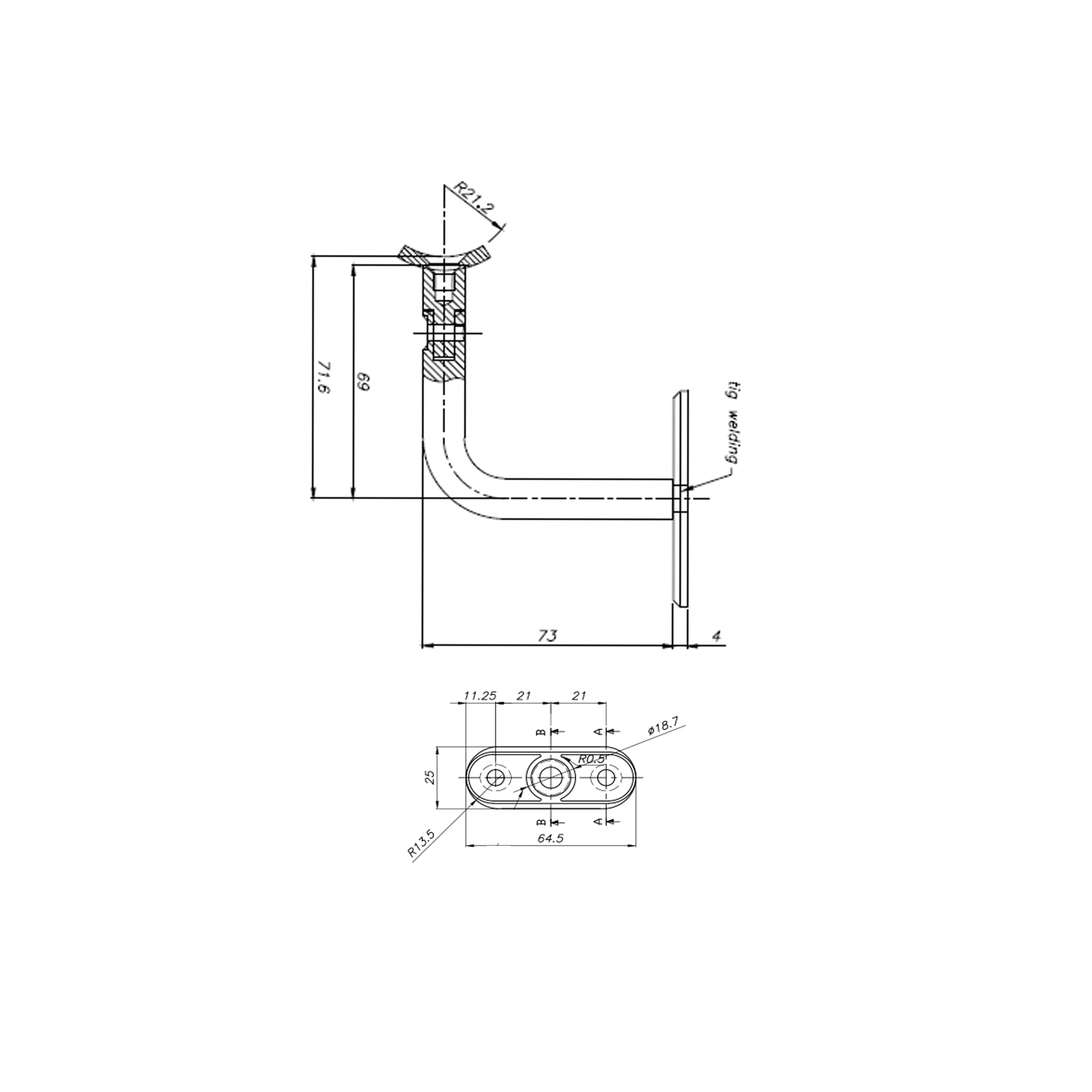 SUJECIÓN  REGULABLE PASAMANOS A PARED ACERO INOXIDABLE  - 3
