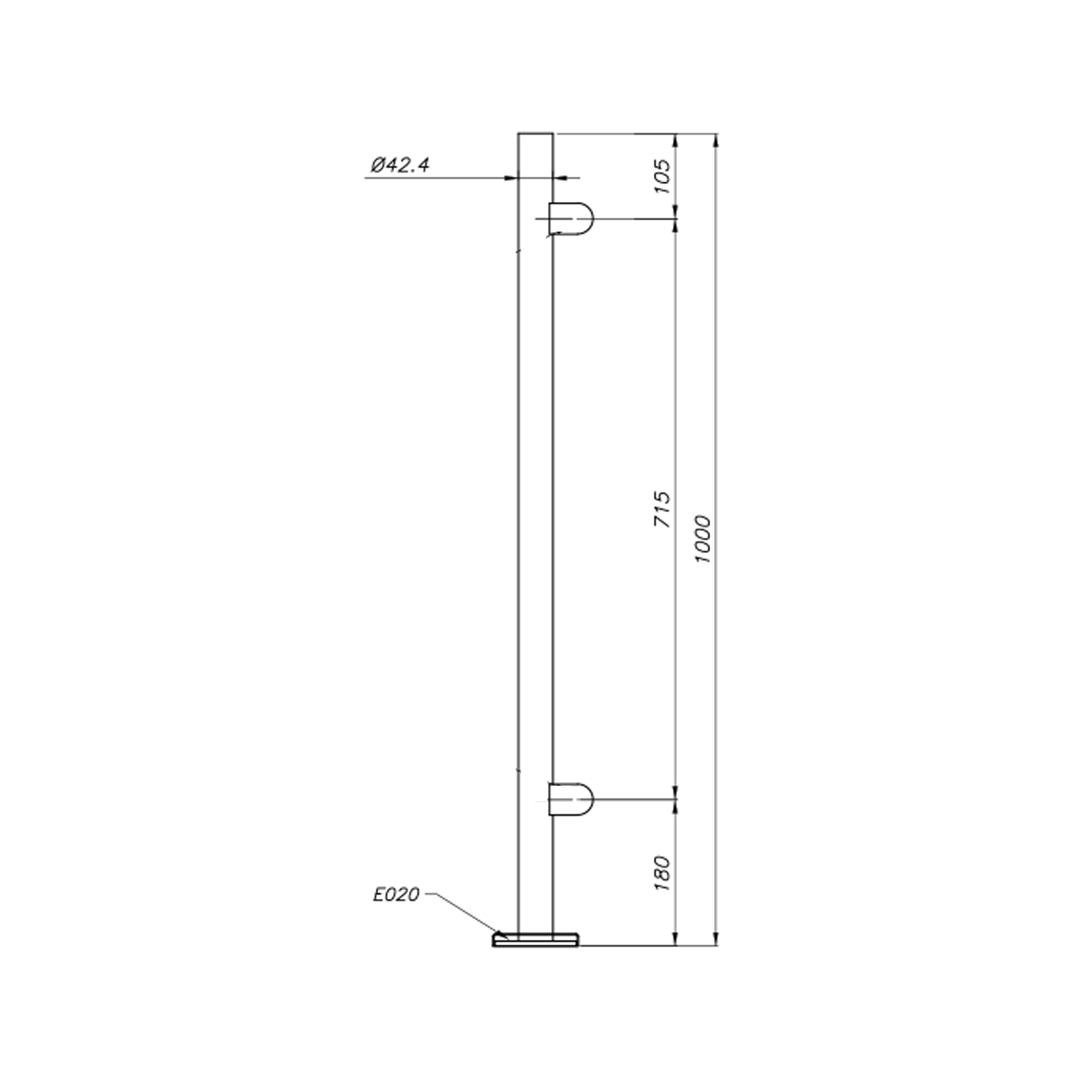POSTE TERMINAL AISI316 SATINADO PARA CRISTAL - 2
