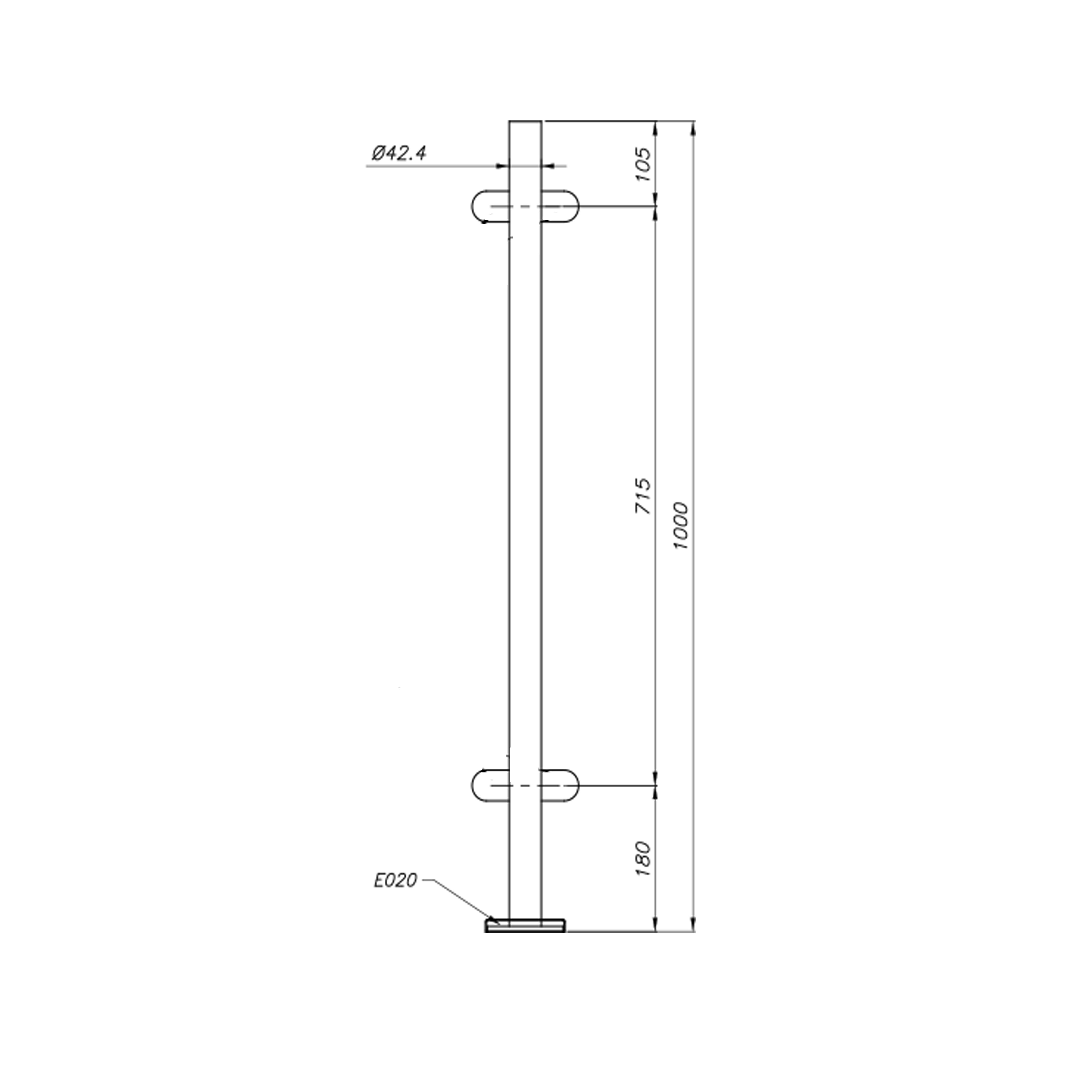 POSTE CENTRAL AISI316 SATINADO PARA CRISTAL - 2