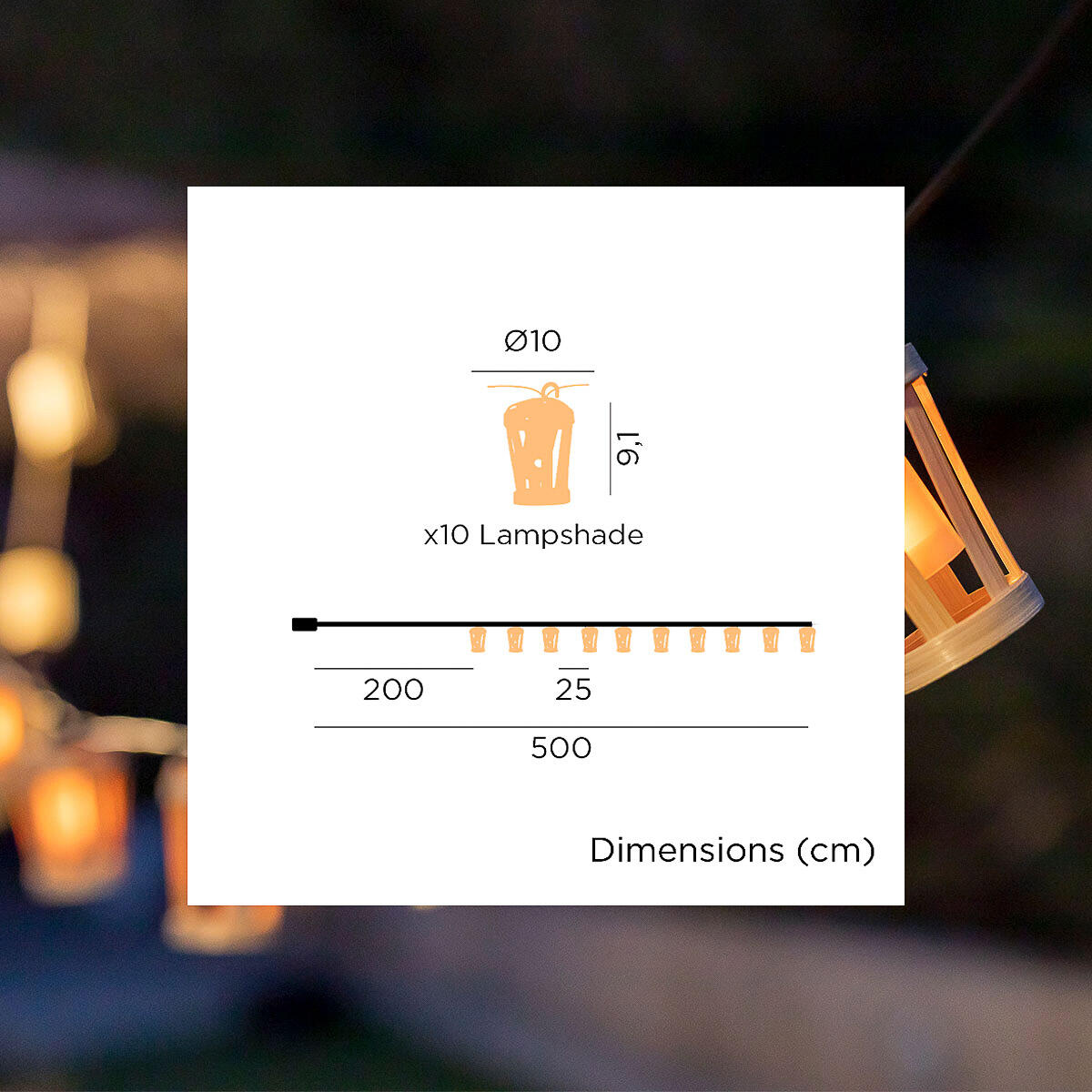 Guirnalda exterior Hiama 10 luces 2000K - 3