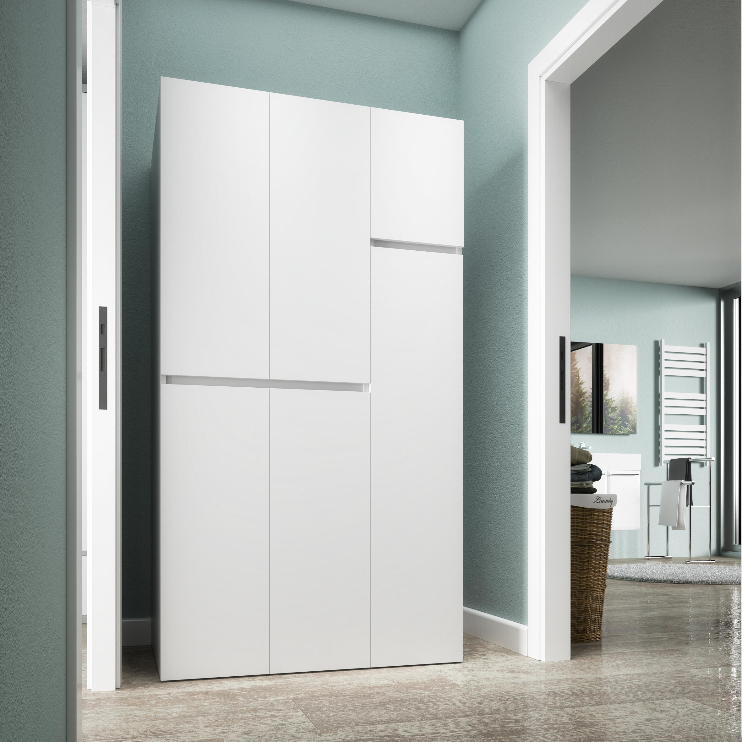 Mobile lavanderia Lava e Asciuga 4 ante in truciolare bianco P 69 x L 70 x H 195 cm - 3