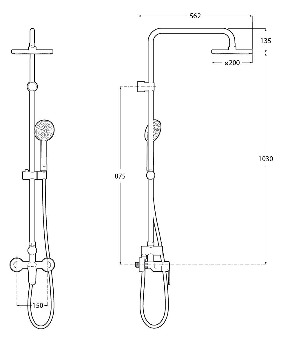 Conjunto de duche monocomando Roca Mitos Plus - 2
