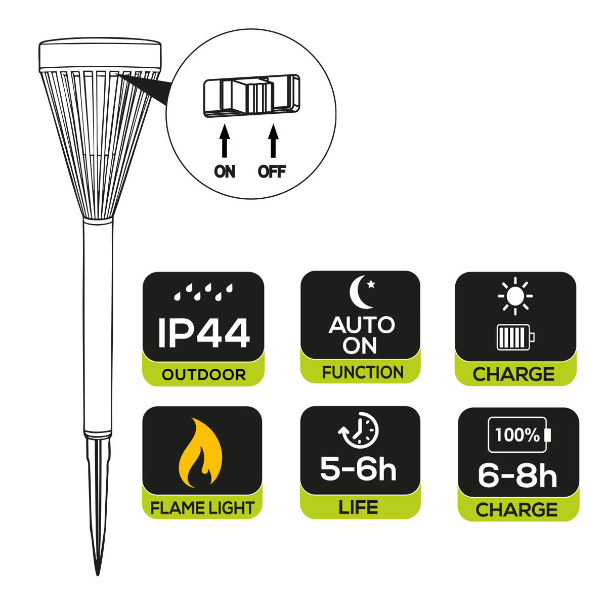 Picchetto solare Chery H 39.5cm luce effetto fiamma - 5