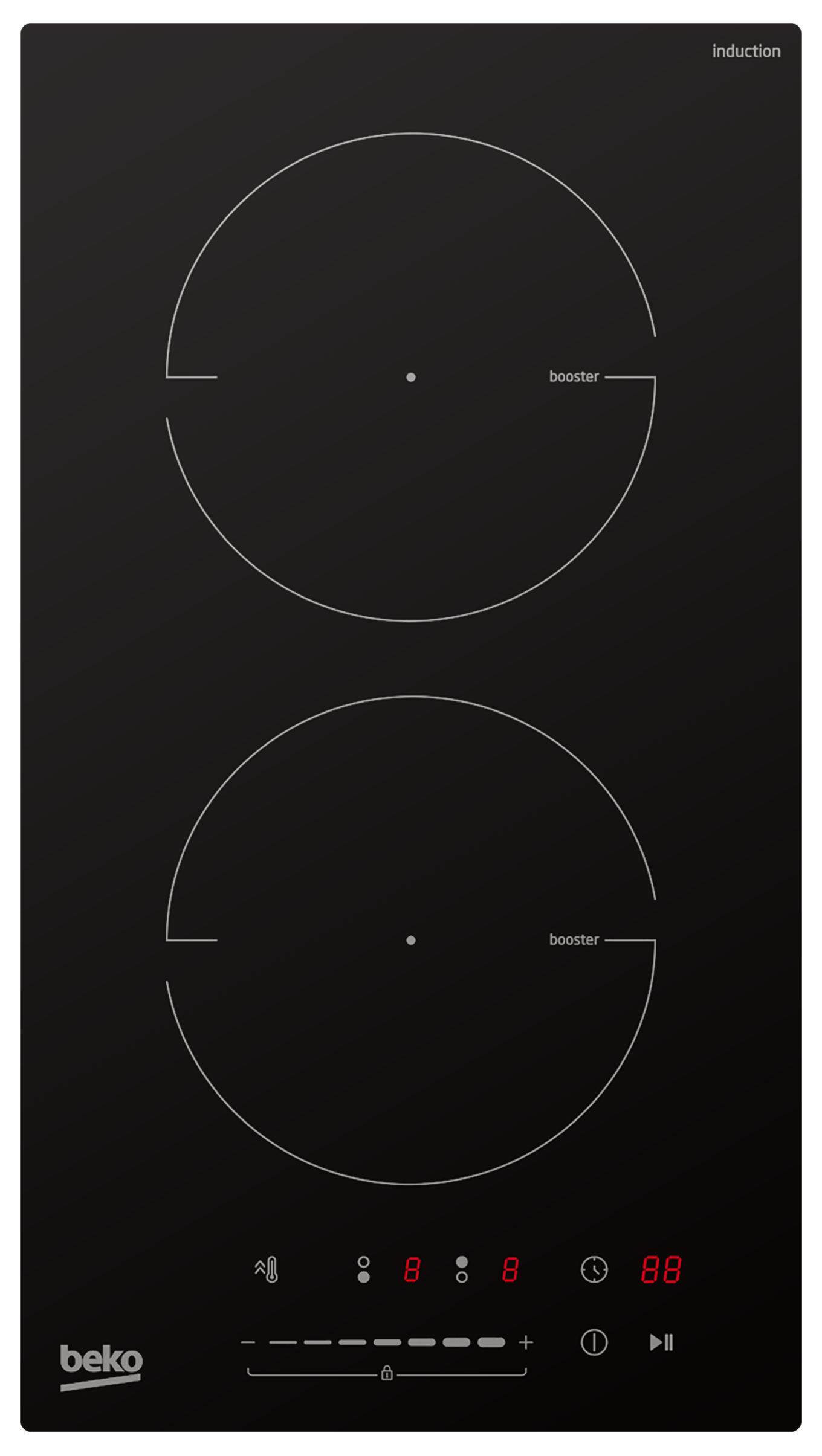 placa de induccion beko hdi 32401 to con 2 zonas de coccion zona grande de 18cm 3600 w negro 30cm
