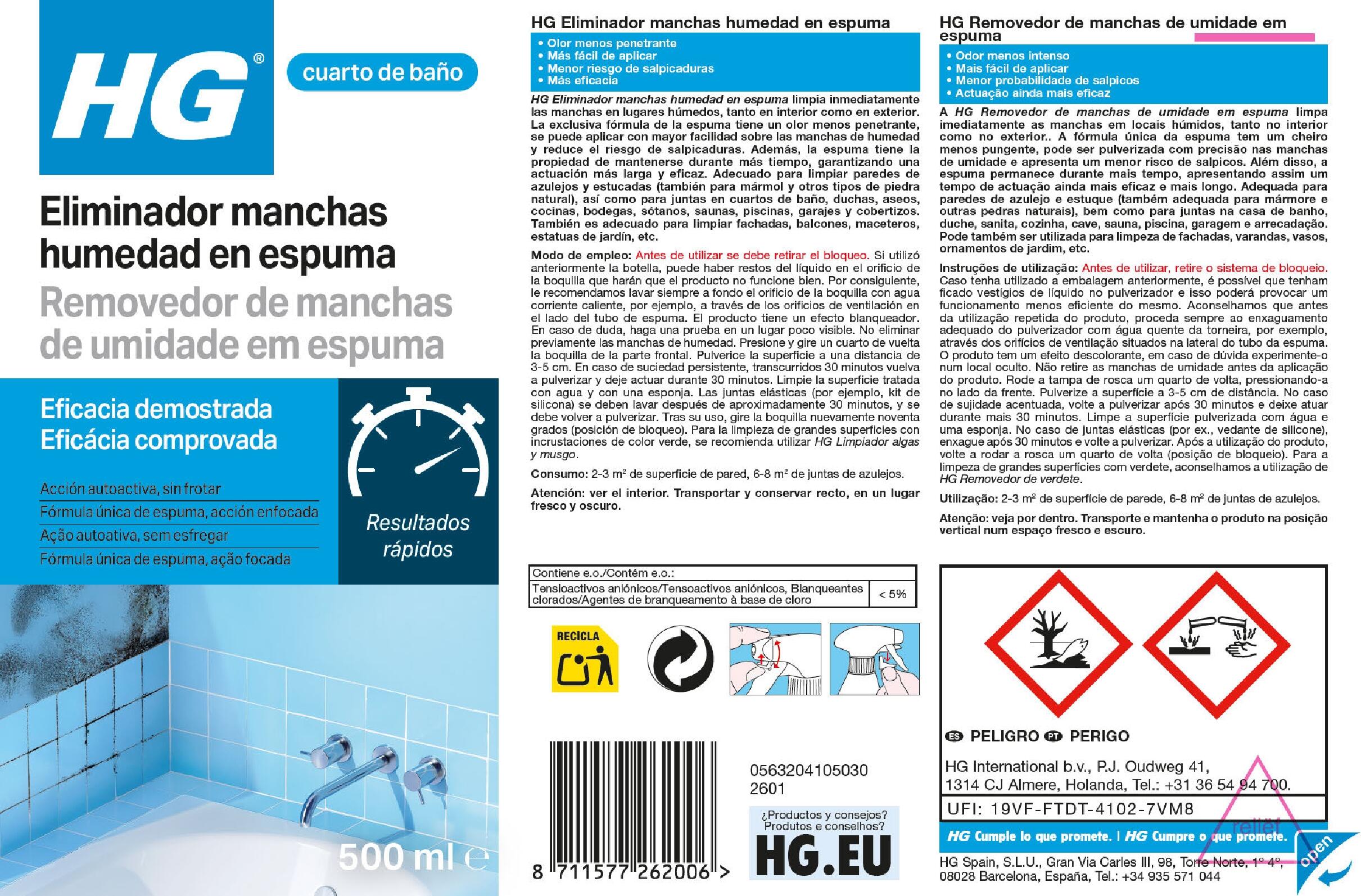 Spray limpador mofo em espuma 500 ml HG - 3