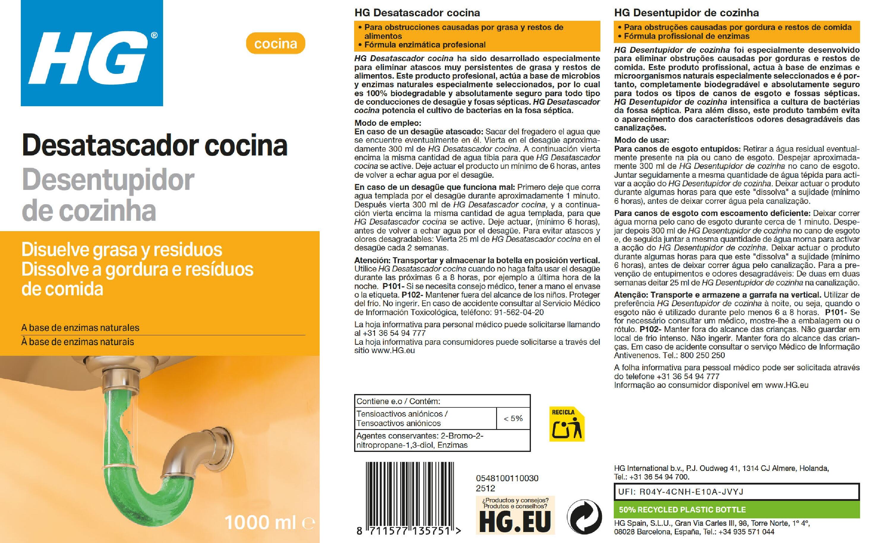 Desentupidor líquido cozinhas HG 1L - 6