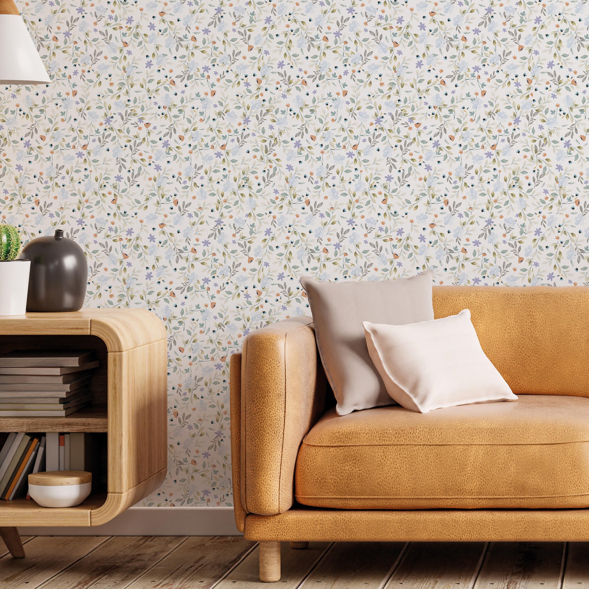 Sticker decorativo flor verde, gris, marrón, granate, beige nastia otoño de 90x280 cm
