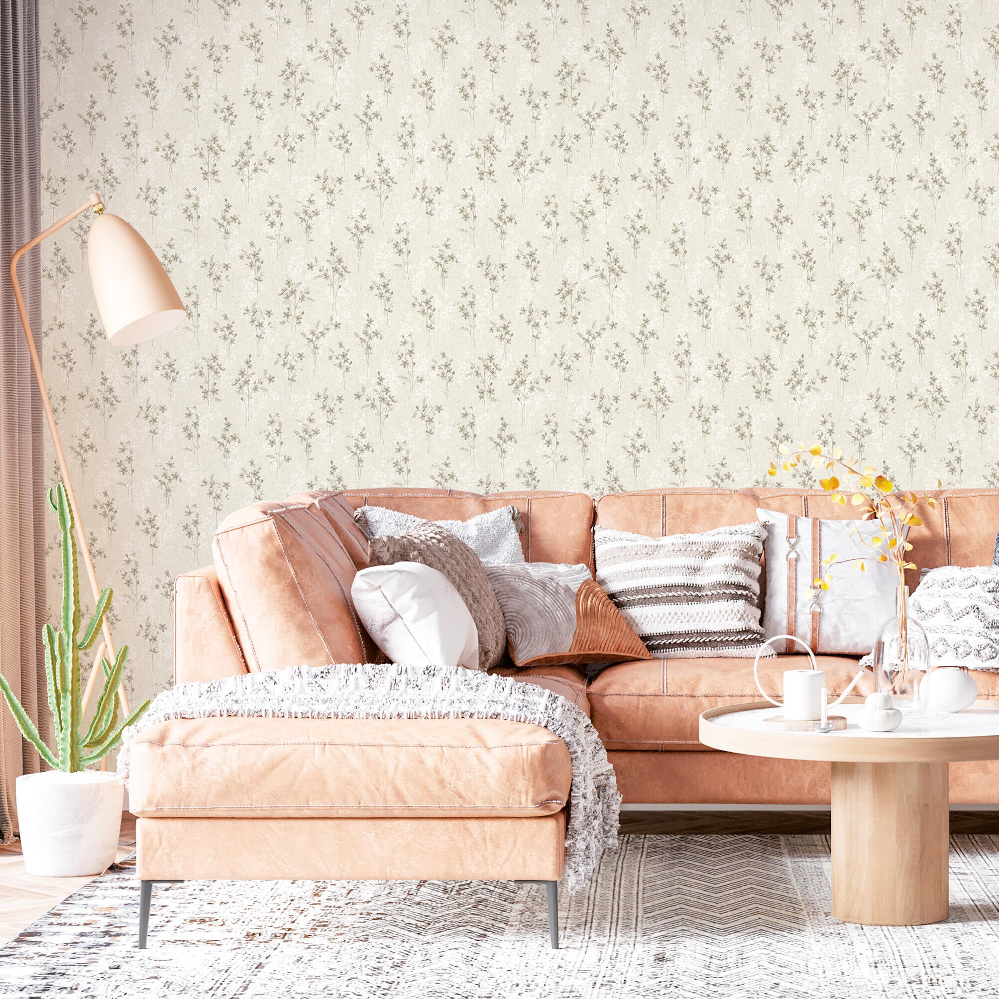 Sticker decorativo flor beige / gris fiore de 90x280 cm