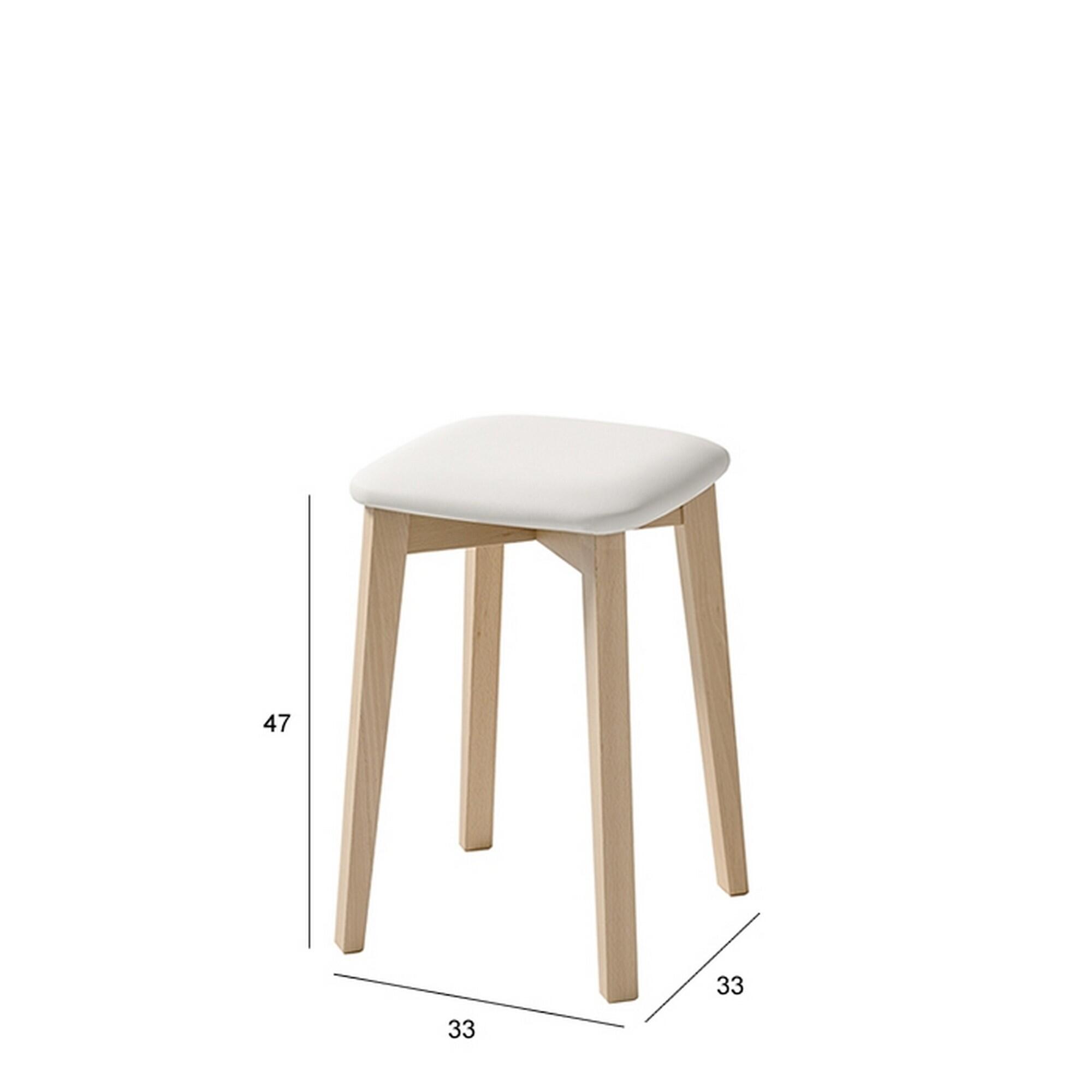 Taburete bajo de cocina Zoe armazón haya color natural y asiento michigan blanco - 11