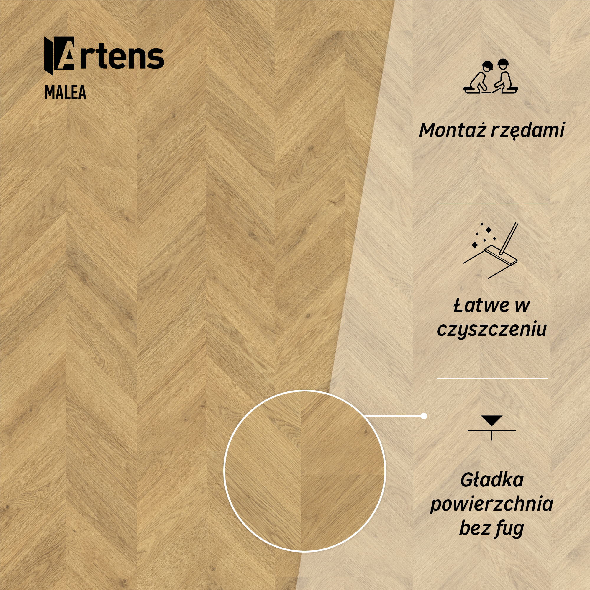 Panele podłogowe laminowane jodełka AC5 8 mm Artens Maela naturalne drewno - 8