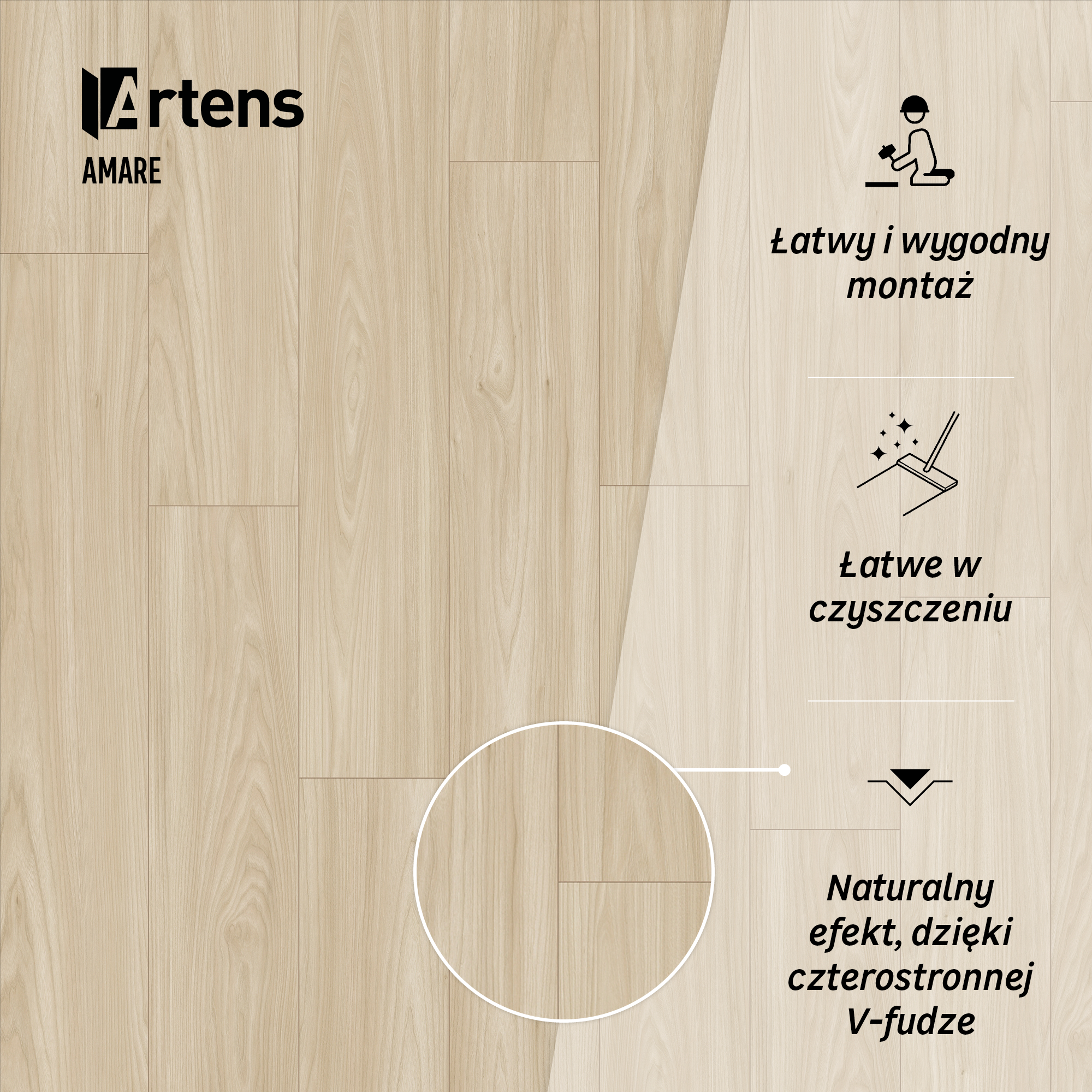Panele podłogowe laminowane wodoodporne Artens AC5 8 mm Amare  - 9