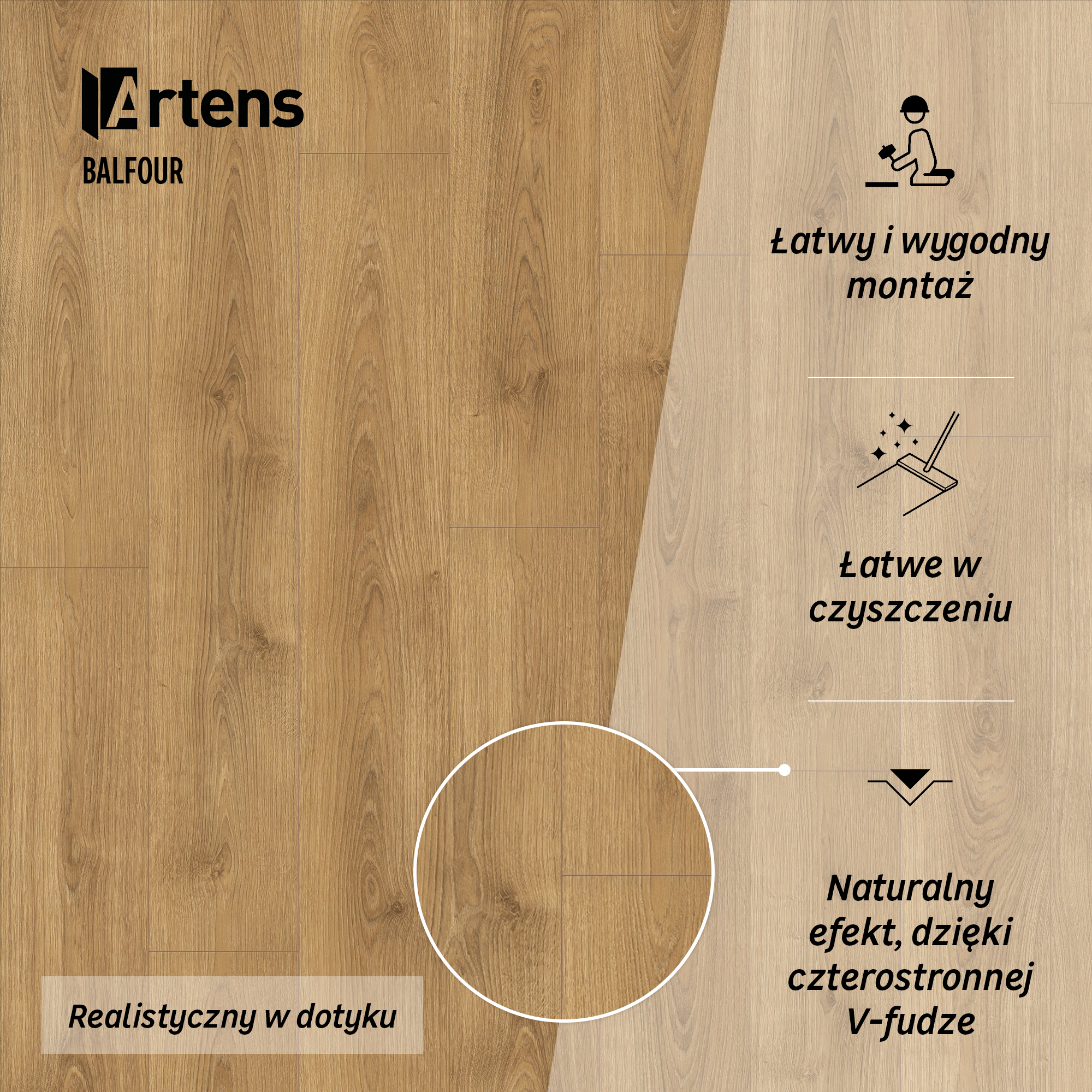 Panele podłogowe laminowane wodoodporne Artens AC5 8 mm Balfour naturalne drewno - 7