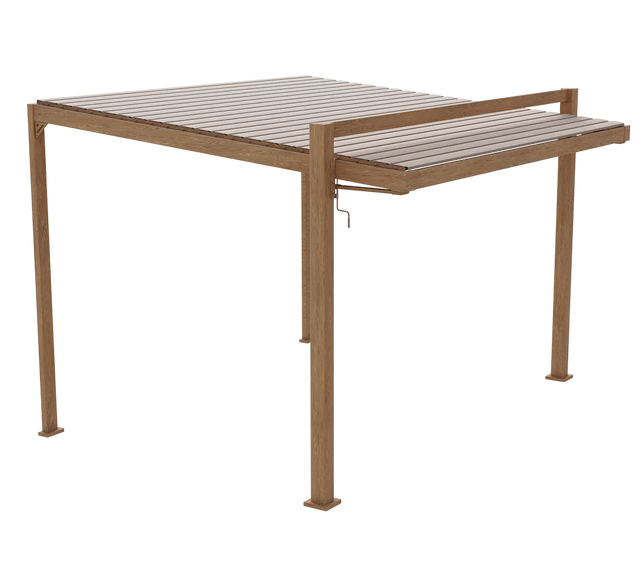 Pergola bioklimatyczna Clima Astra 319 x 380,5 cm efekt drewna beż Naterial