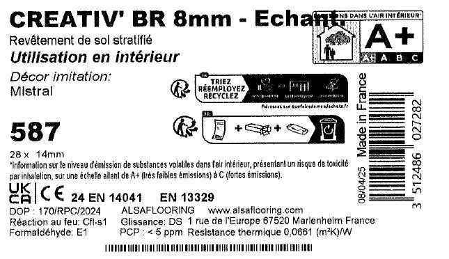 Echantillon sol stratifié CREATIV' Creativ' Mistral, 8 mm - 2