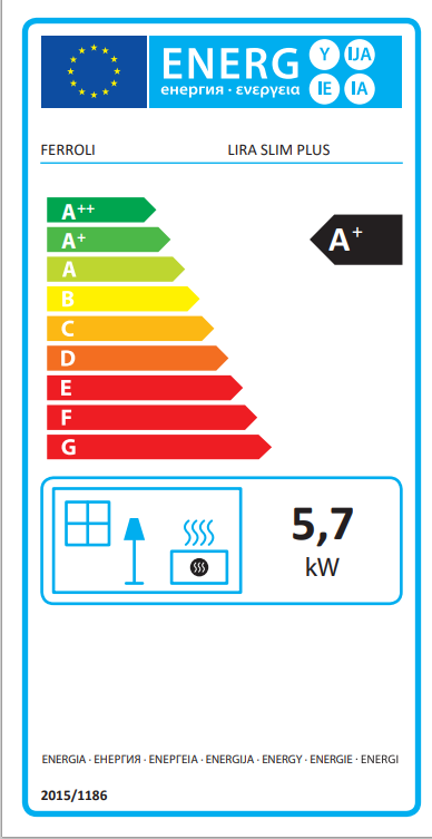 ESTUFA DE PELLET FERROLI LIRA SLIM PLUS 6.5KW - 6