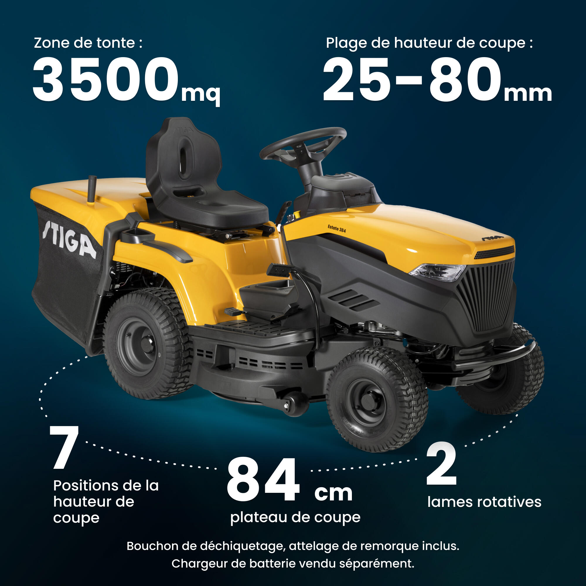 Tondeuse autoportée éjection arrière STIGA 432 cm³ l.84 cm - 8