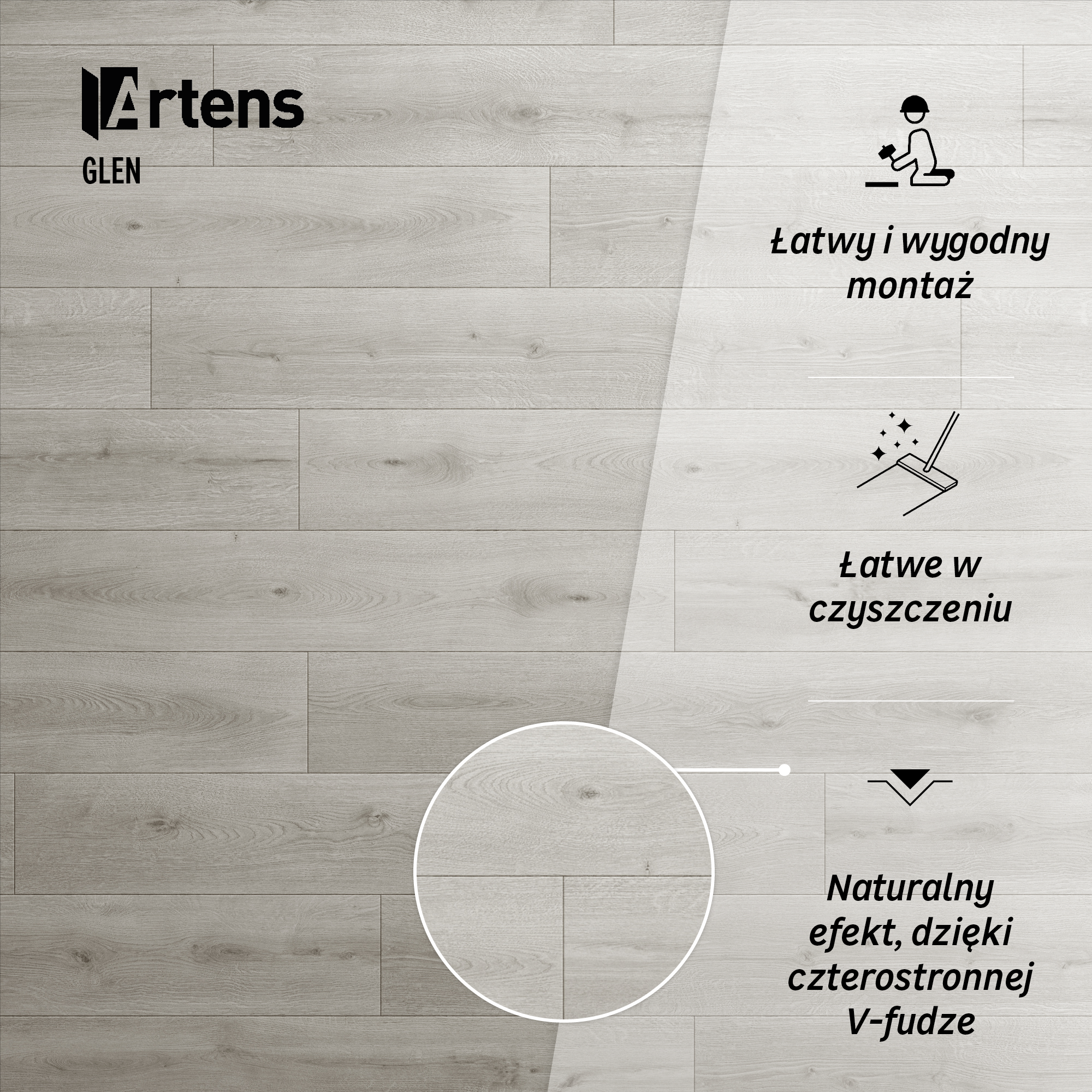 Panele podłogowe laminowane wodoodporne AC5 8 mm Artens Glen - 10