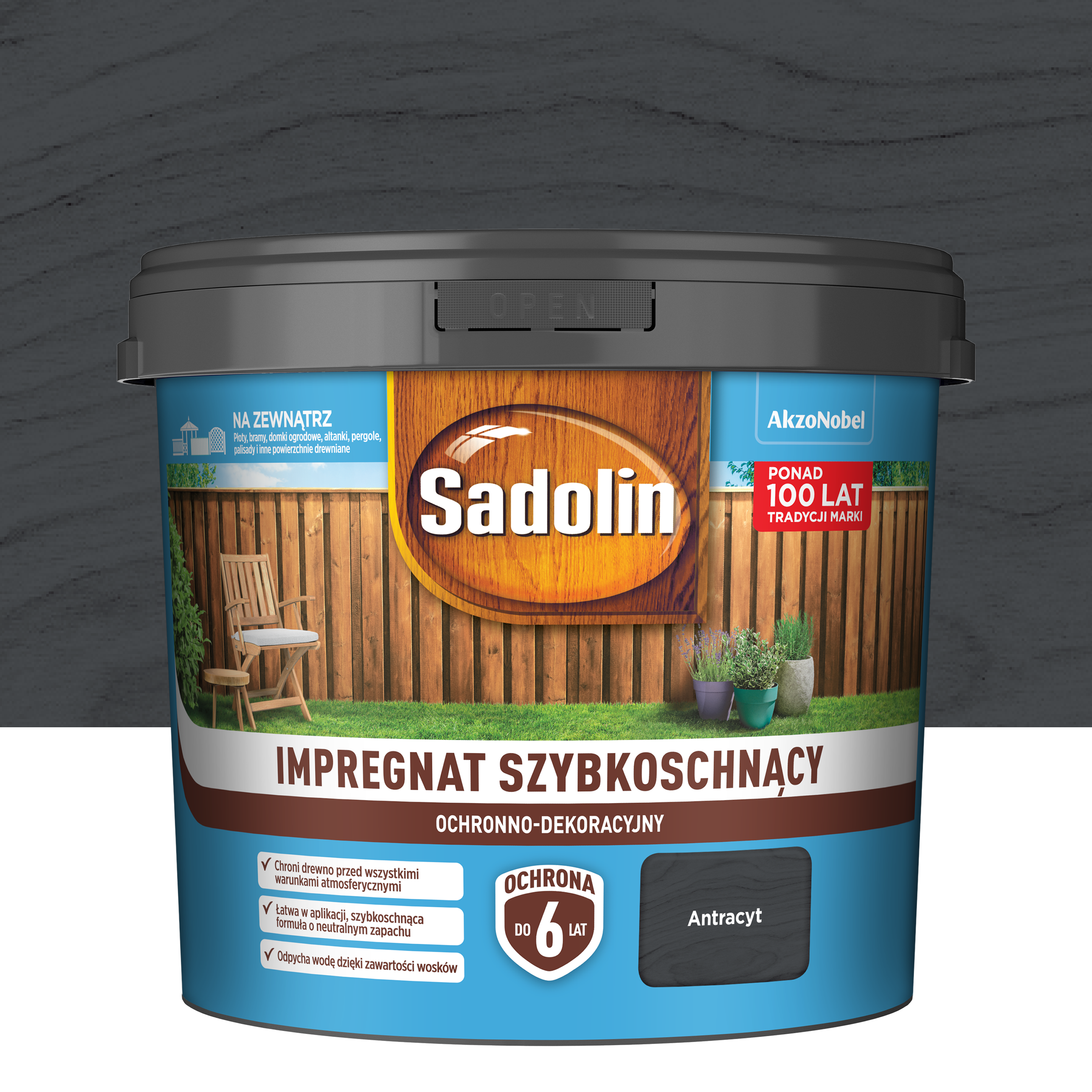 Impregnat do drewna Szybkoschnący Antracyt 4.5 l Sadolin