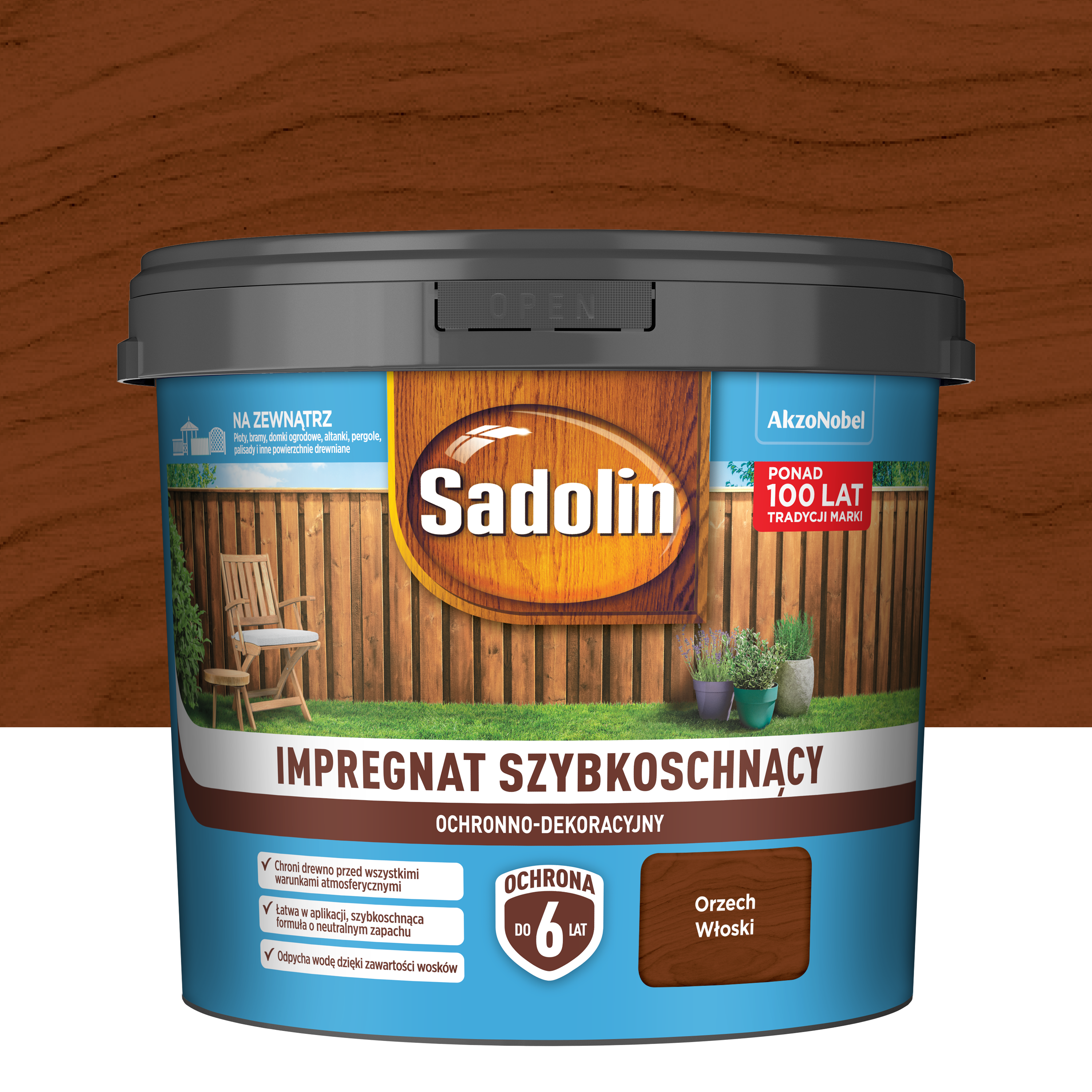 Impregnat do drewna Szybkoschnący Orzech włoski 4.5 l Sadolin