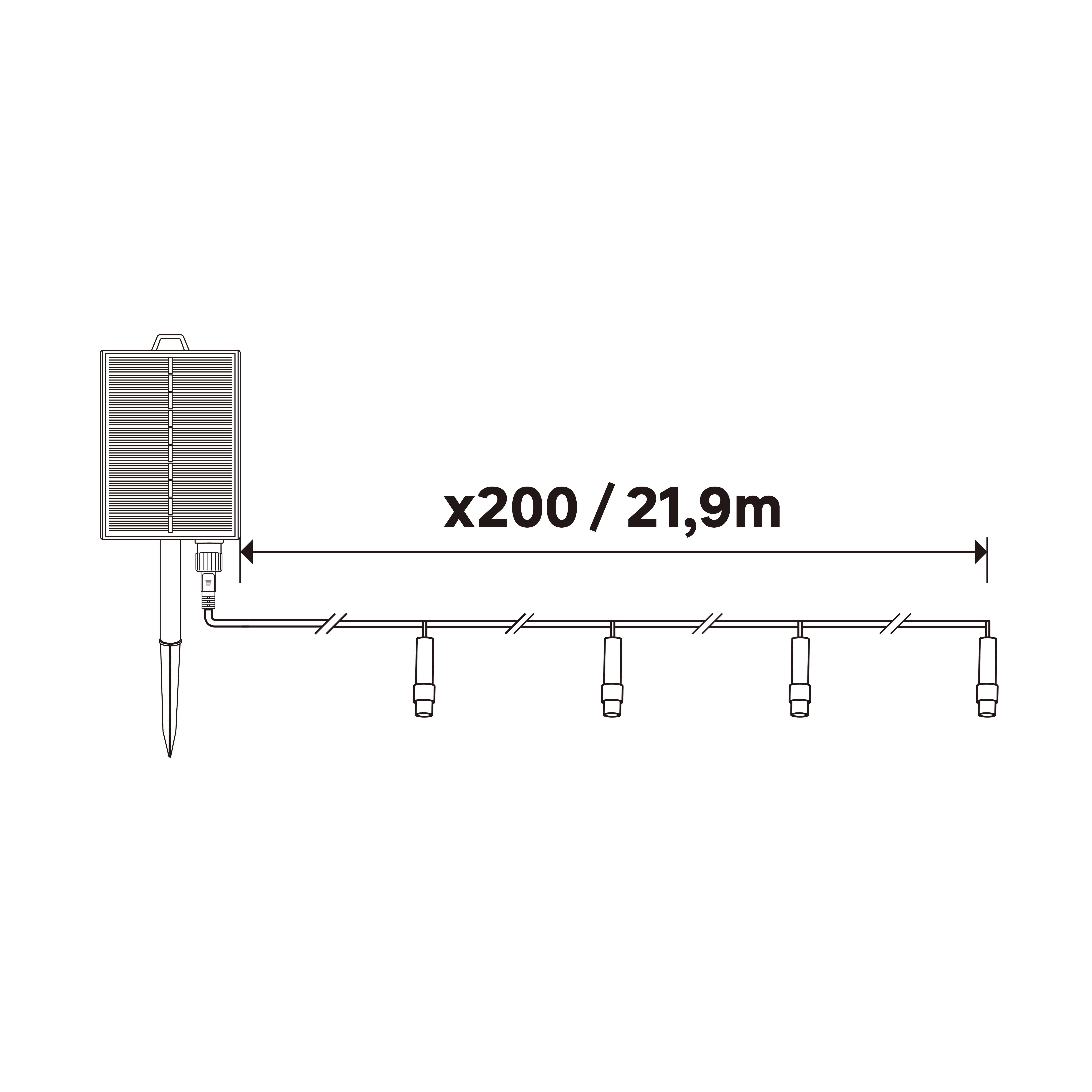 Grinalda solar 10 m 21 luzes 100 lúmens 3000 K IP44 exterior Inspire Syla - 8