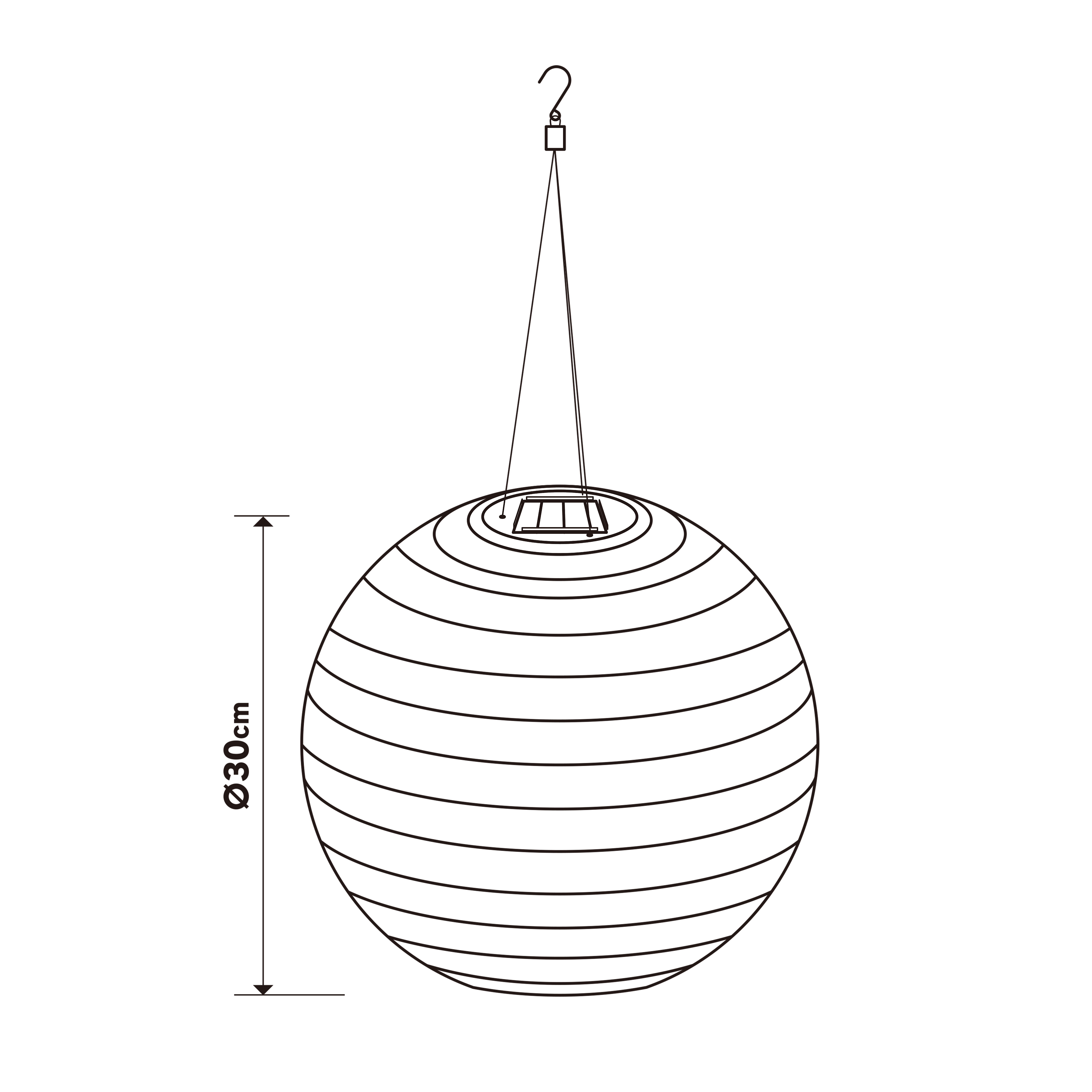 Suspension lanterne solaire décorative Diam. 30 cm, blanc chaud - 5