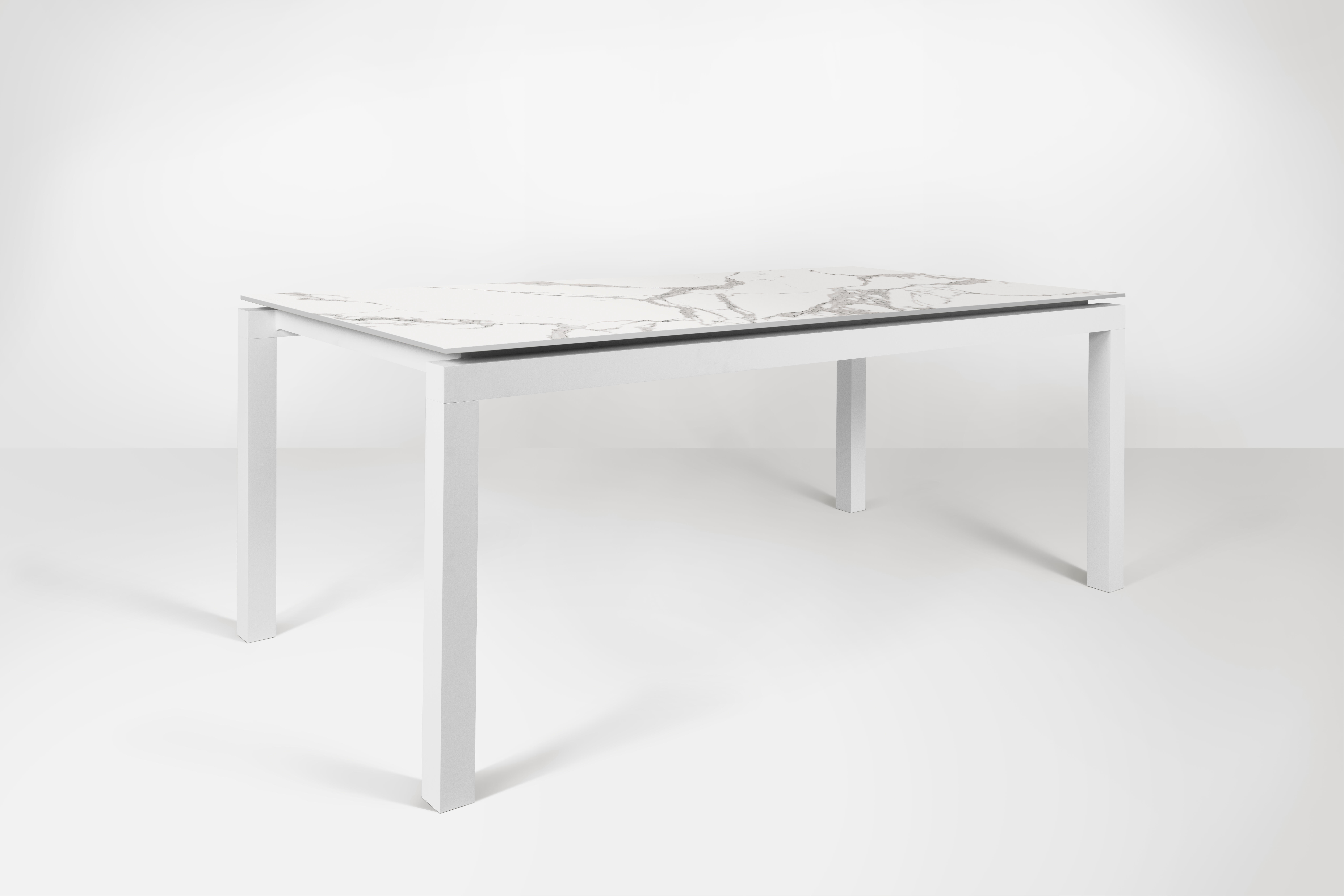 mesa de jardin de aluminio y ceramica lift blanco de 90x73x180 cm