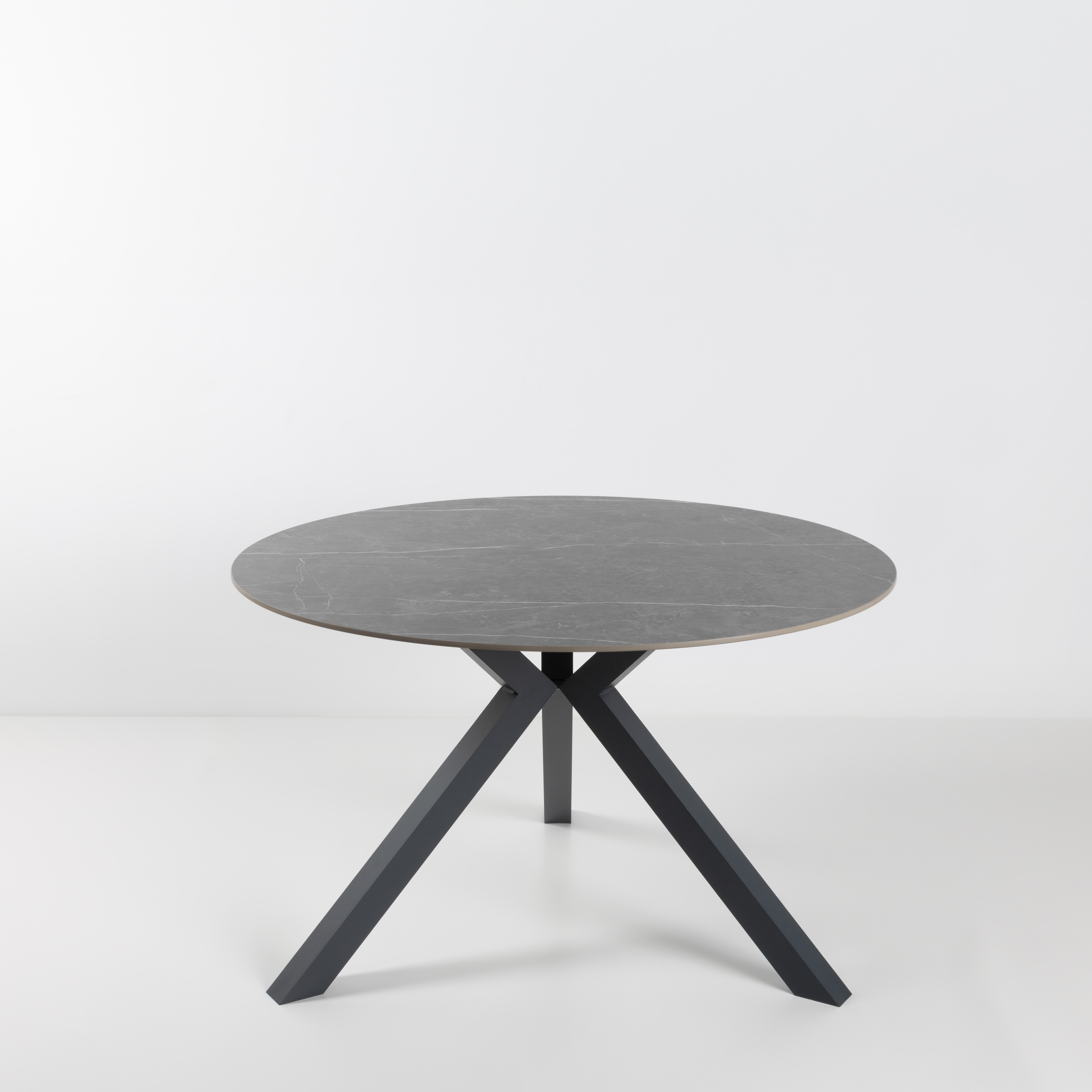 mesa de jardin de comedor de aluminio y ceramica round l gris de 119x74x119 cm