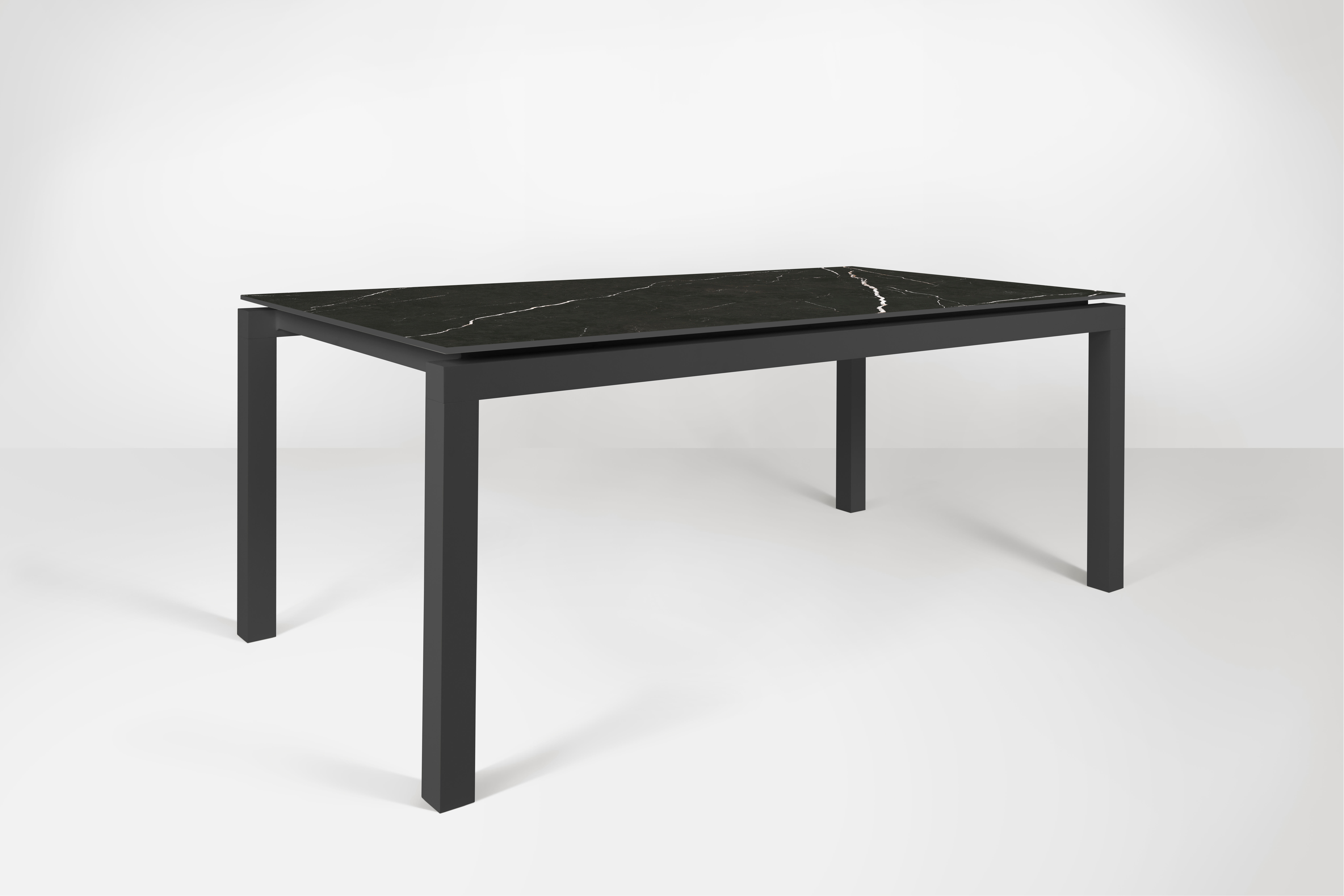 mesa de jardin de aluminio y ceramica lift antracita de 90x73x180 cm