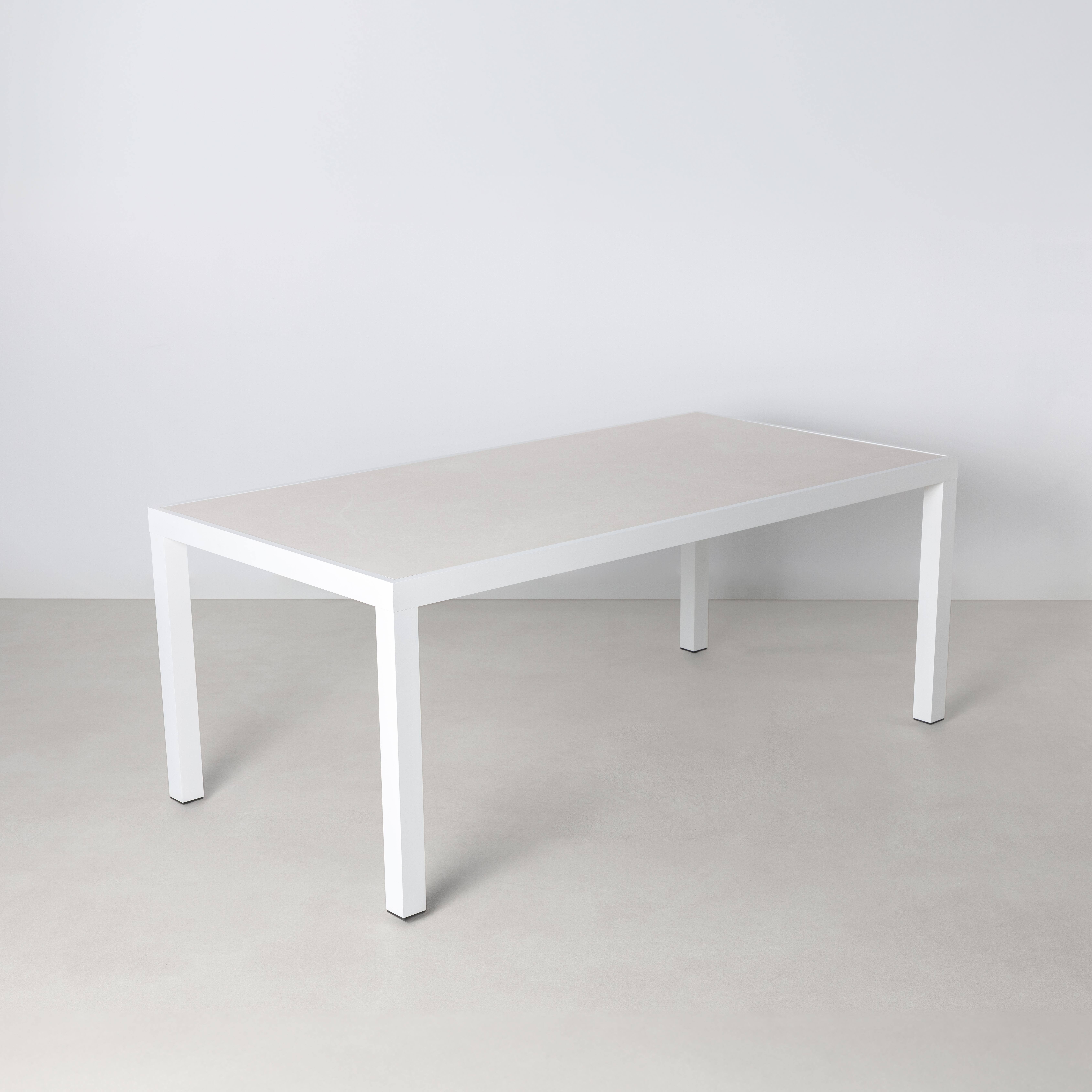 mesa de jardin de aluminio y ceramica javea blanco de 95x185x72 cm