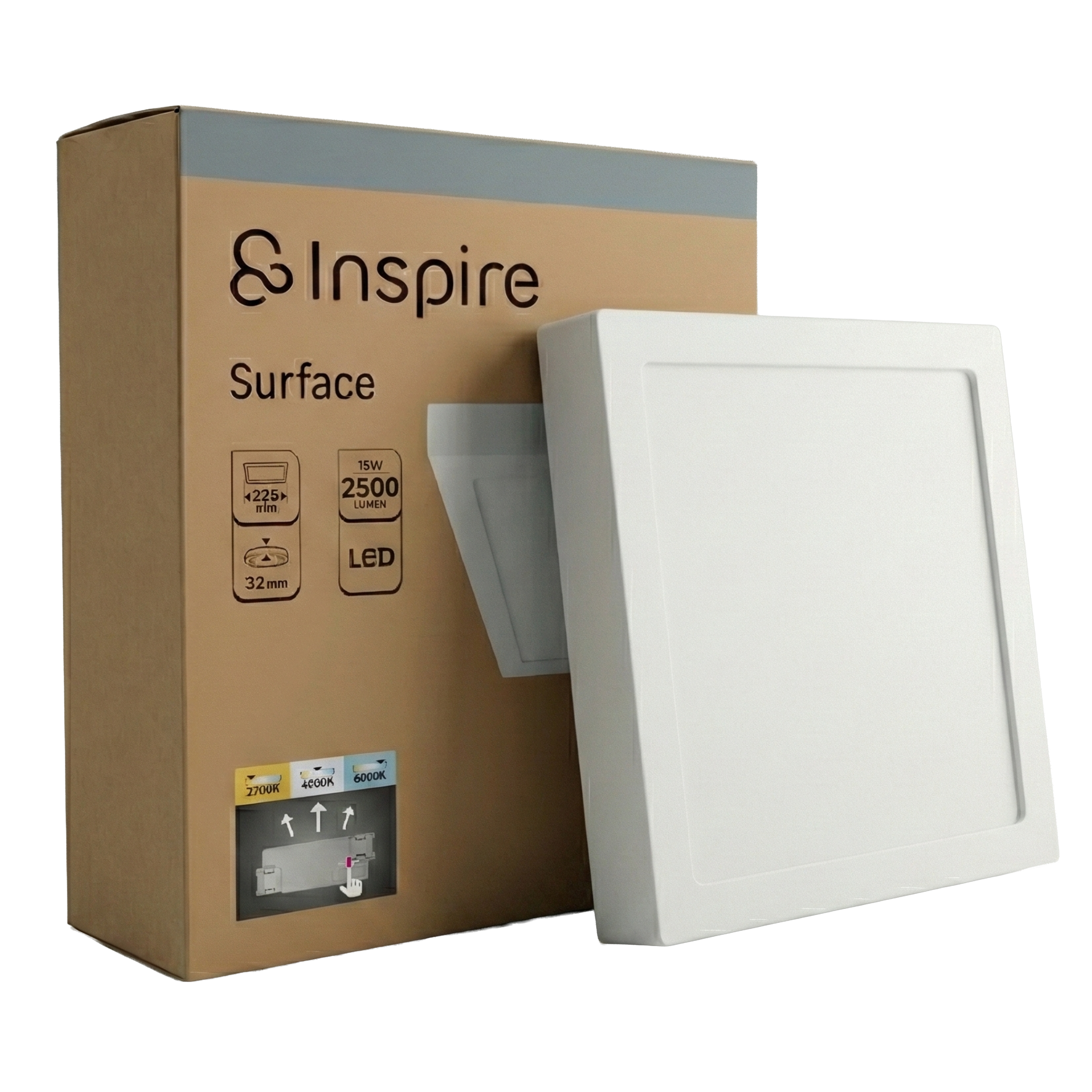 Oprawa natynkowa Surface LED 2500 lm 15W barwa od ciepłej do zimnej 22 cm biała IP20 Inspire