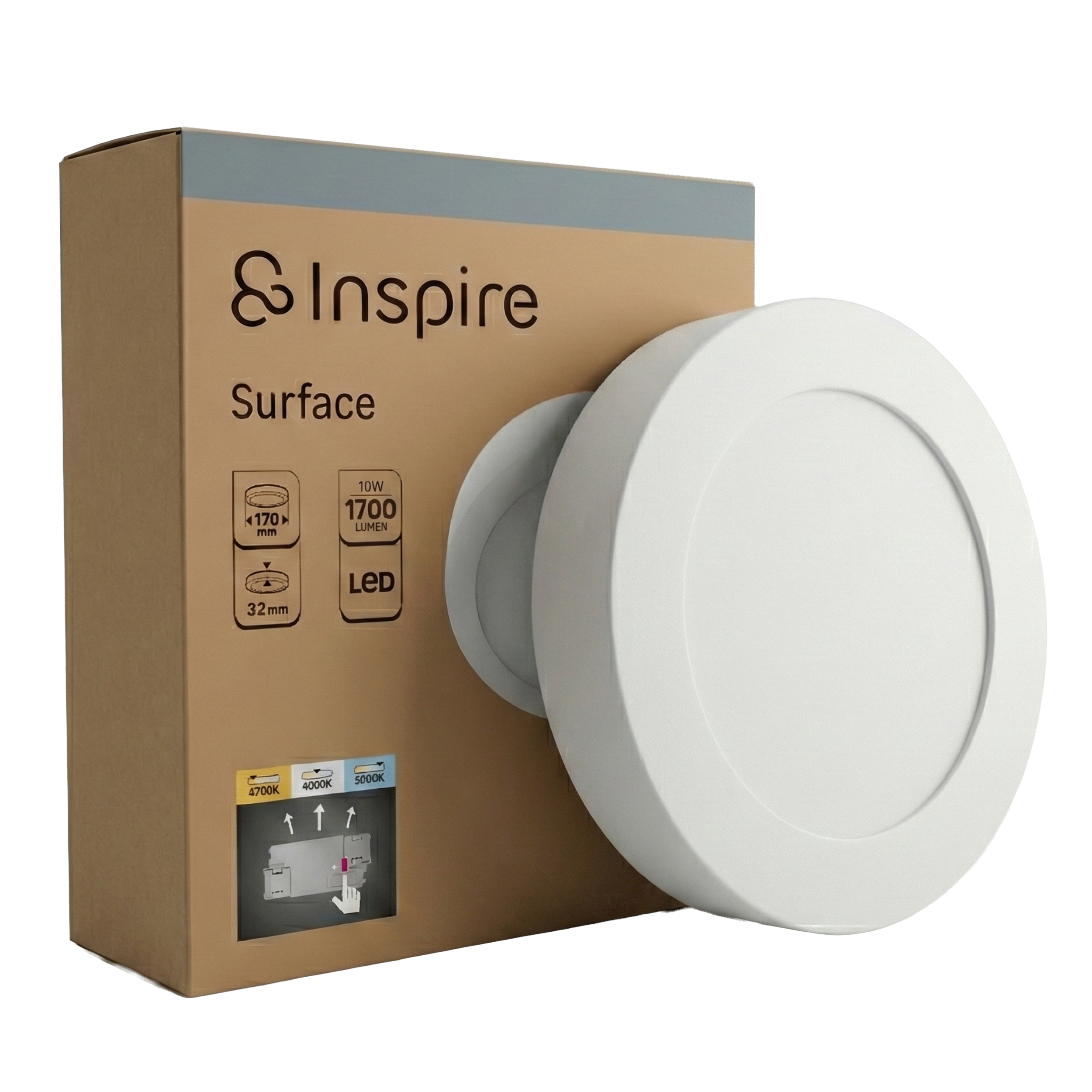 Oprawa natynkowa Surface LED 1700 lm 10W barwa od ciepłej do zimnej 17 cm biała IP20 Inspire